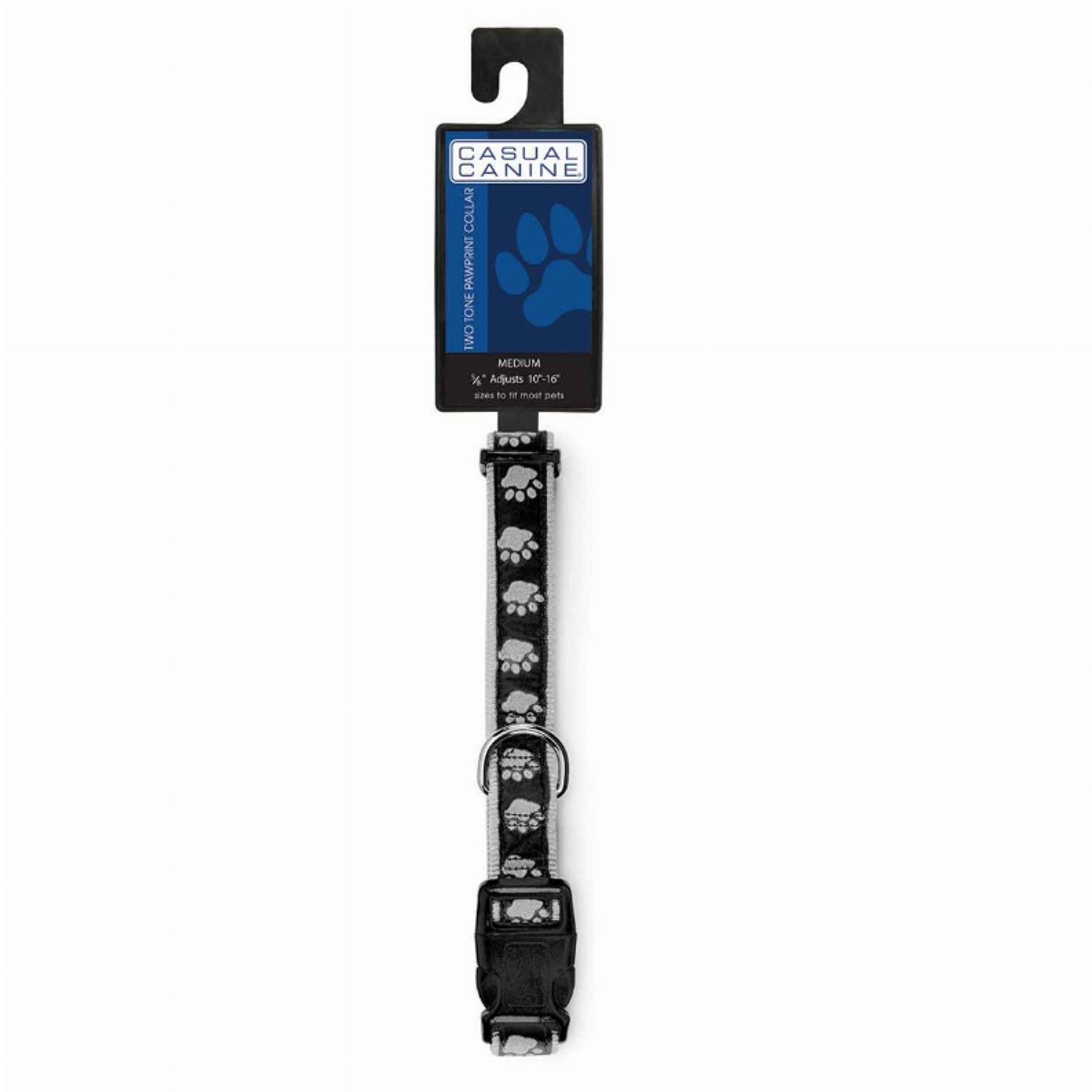 CC TwoTone Pawprint Collar 18-26In Blk Image 1
