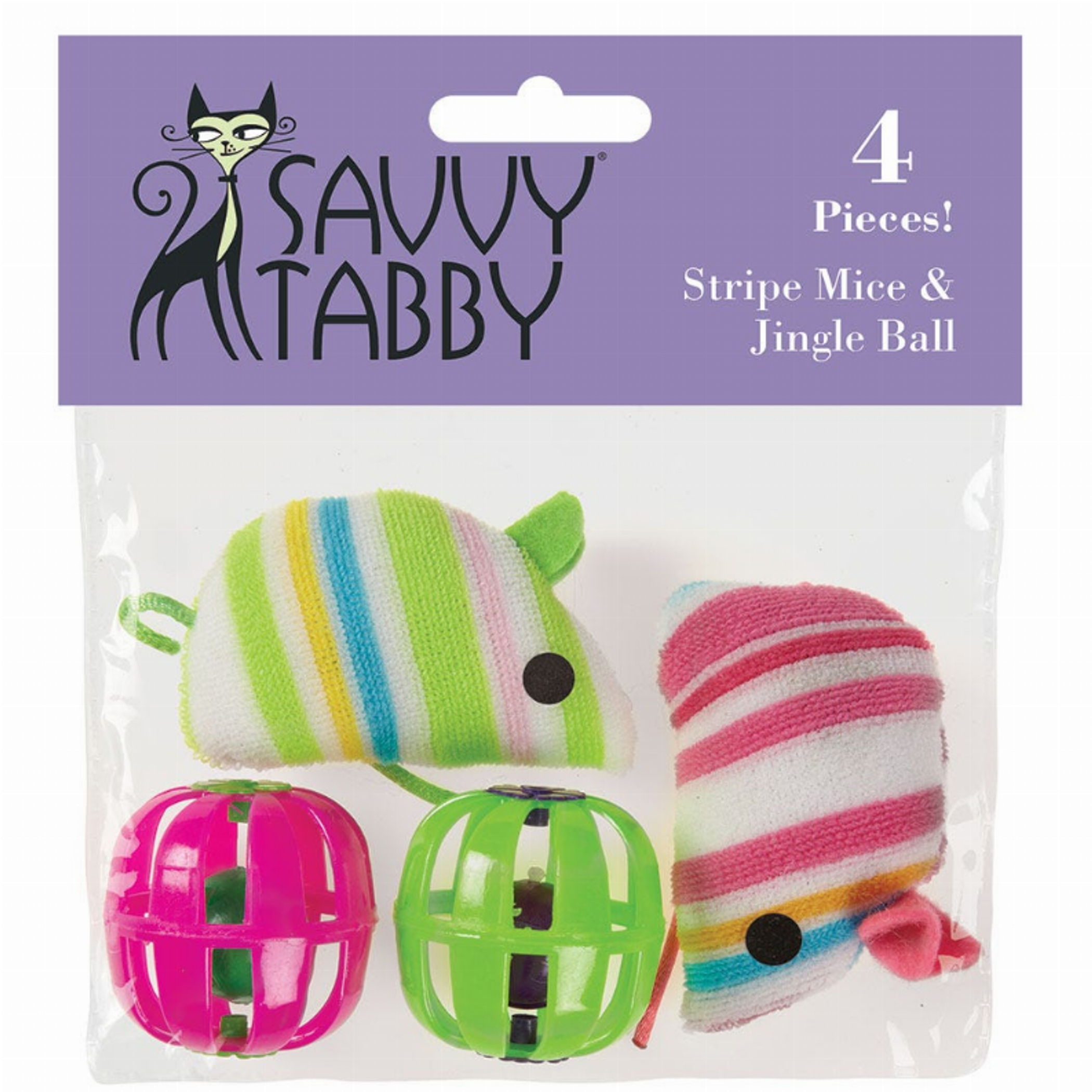 ST Stripe Mice & Jingle Ball 4Pk Image 1