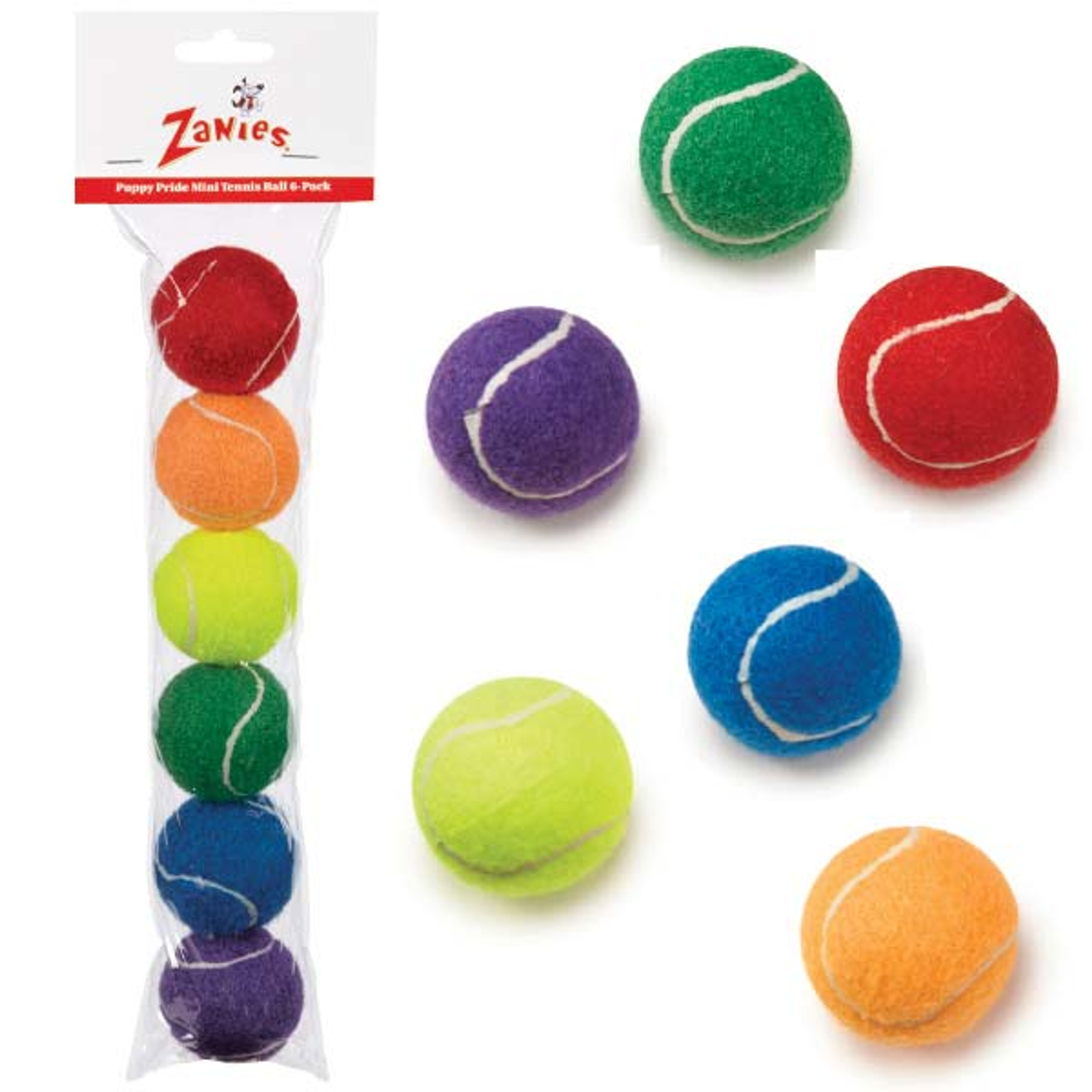 ZA Puppy Pride Mini Tennis Ball 6Pk Image 1