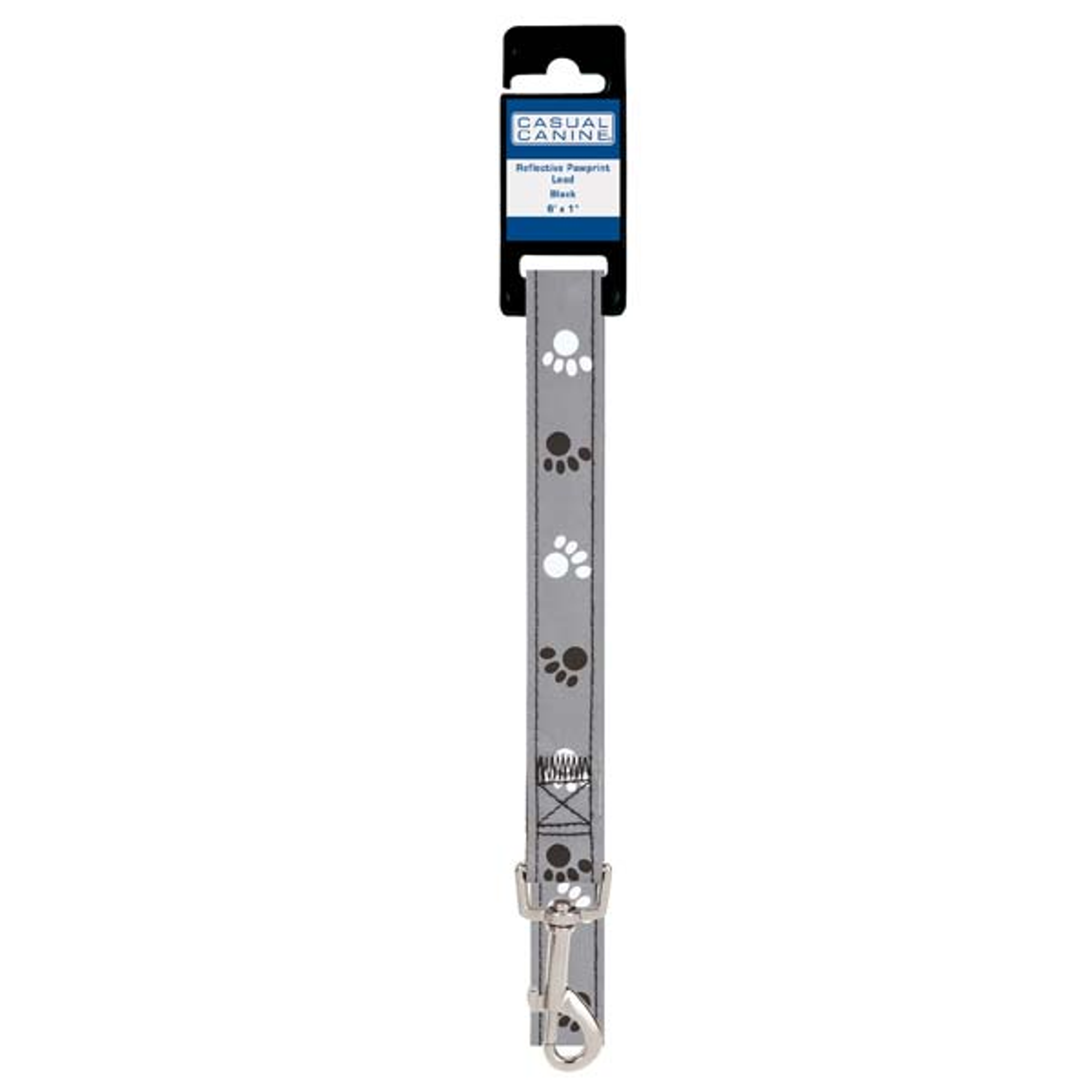 CC Reflect Pawprint Lead 4Ftx5/8 Blk Image 1