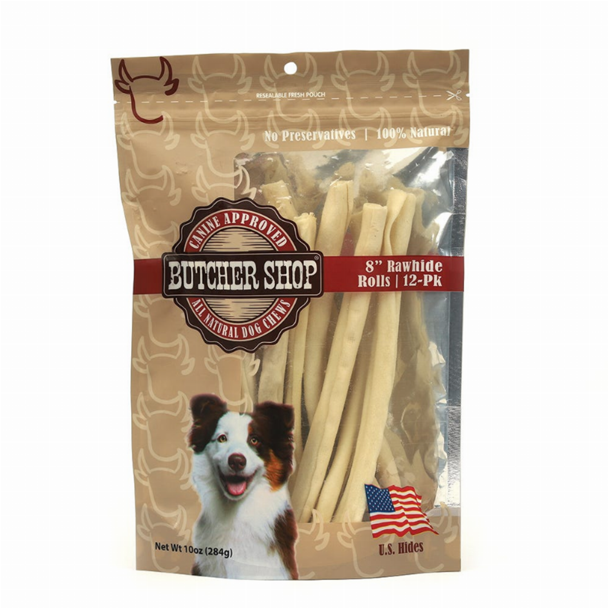 12 Pk 8 Inch Natural Rawhide Image 1