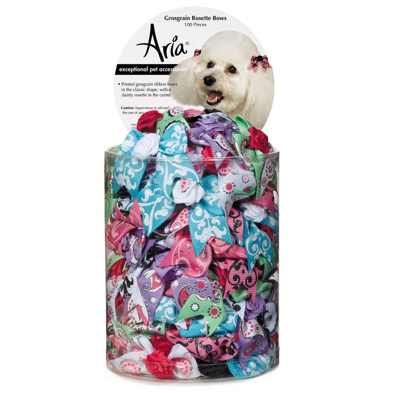 AR Grosgrain Rosette Bows Canister 100PC Image 1