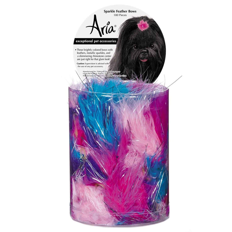 AR Sparkle Feather Bow Canister 100Pc Image 1