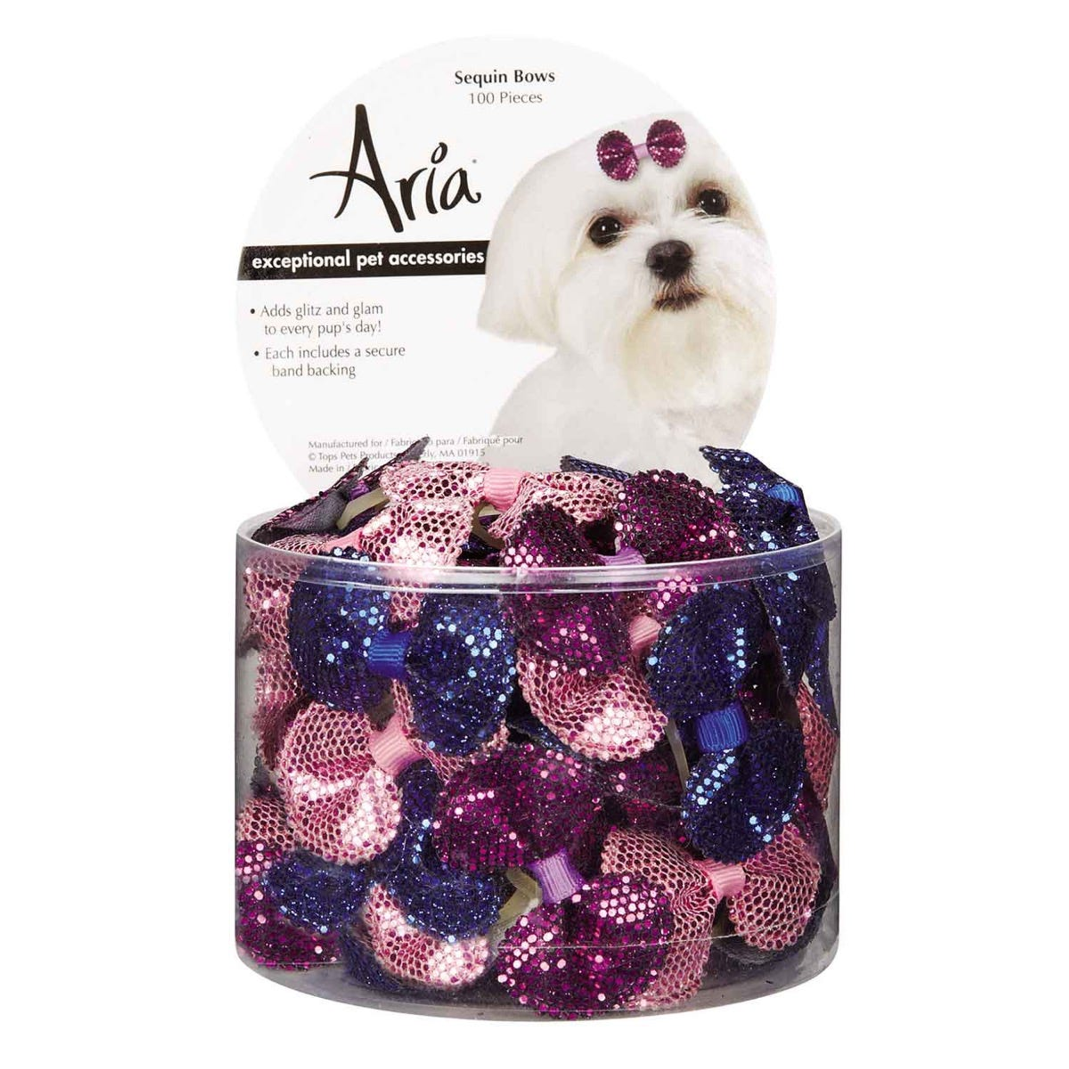 AR Sequin Bows Canister 100Pc Image 1
