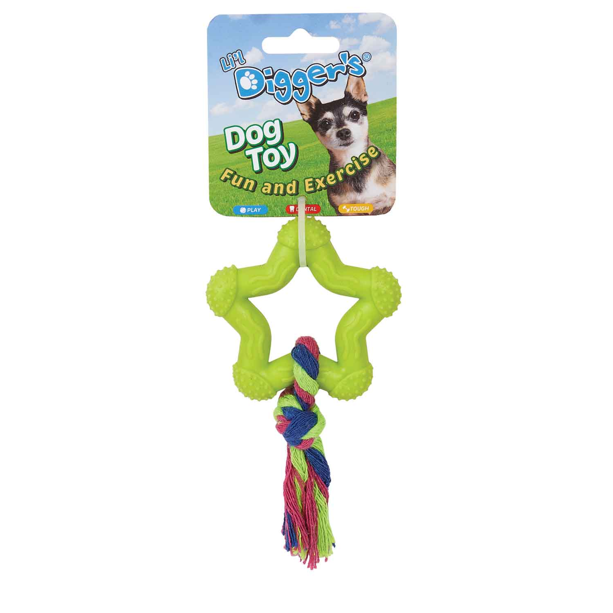 DGR TPR Star and Rope Toy Lime Image 1