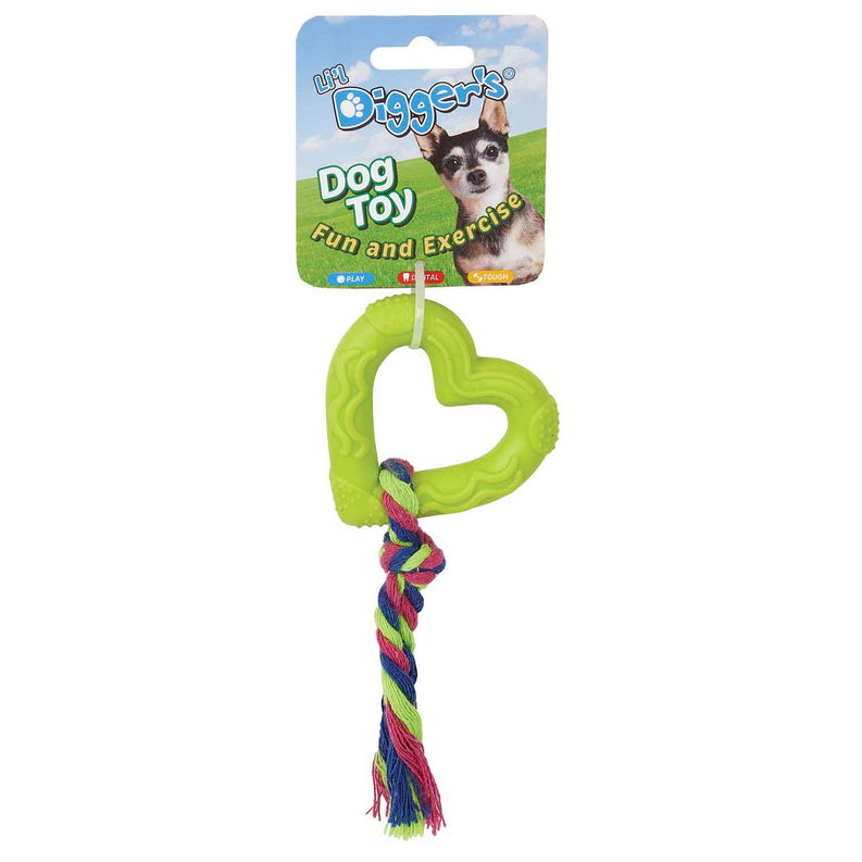 DGR TPR Heart and Rope Toy Lime Image 1