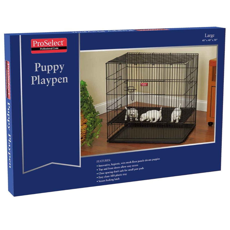 PS Puppy PlayPen w/Plastic Pan L Blk Image 1