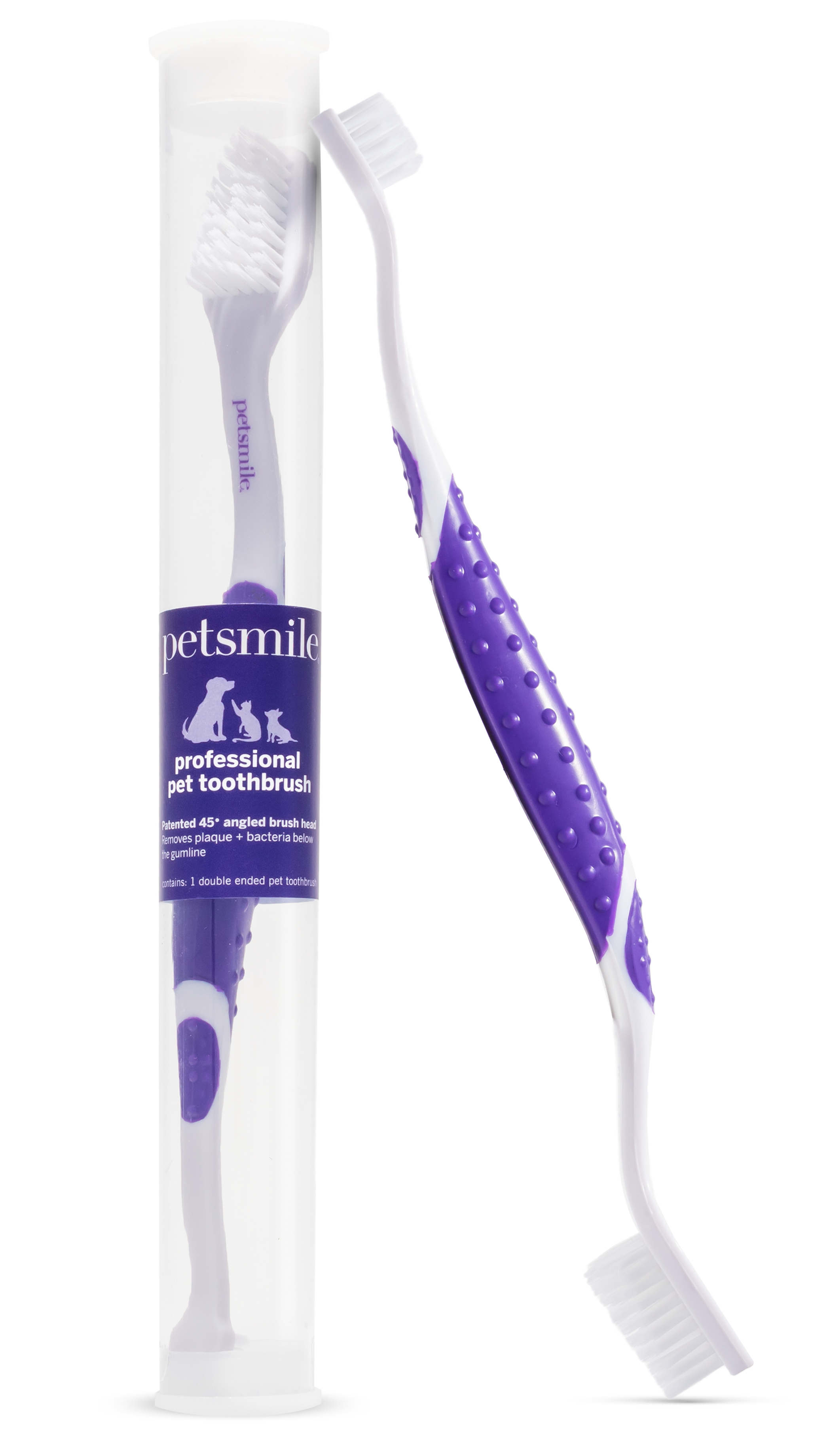 Professional Pet Toothbrush - Patented 45 Degree Dual-Ended Brush Head Image 1