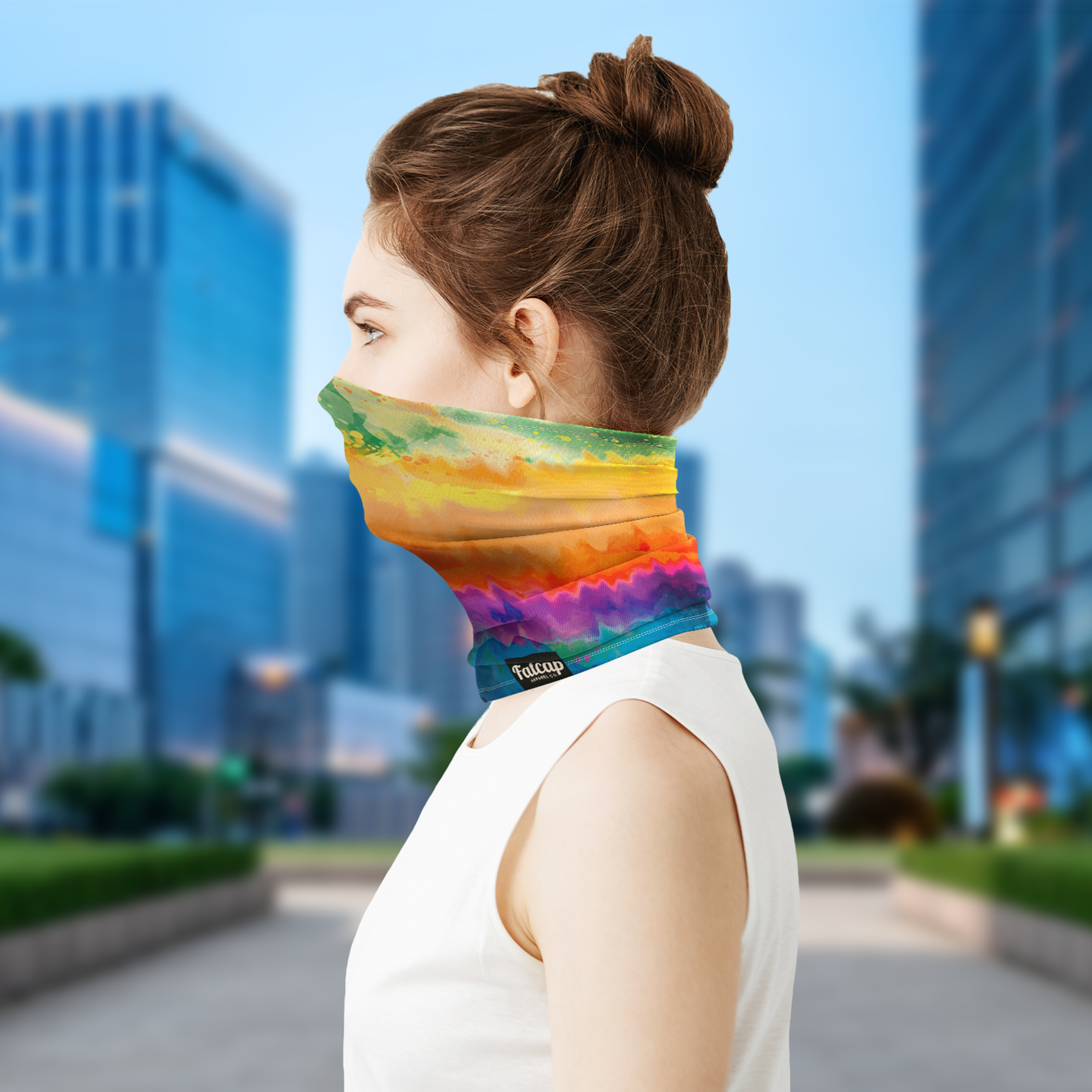 Gaiter Neck Gaiter Sun Protection SPF 50 Tie Dye 86% Polyester 14% Spandex For Men and Women