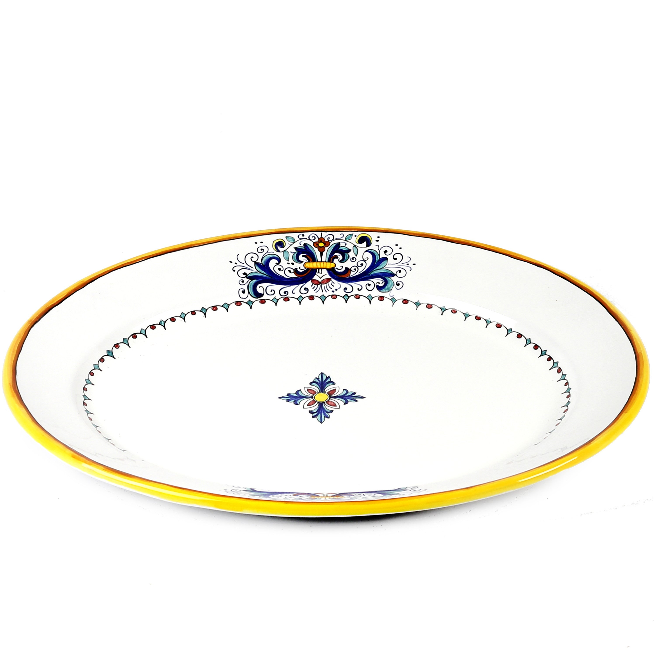 Plato para servir función principal diseño Ricco Deruta Lite tamaño 16.5 pulgadas x 12.5 pulgadas material cerámica color decorado a mano