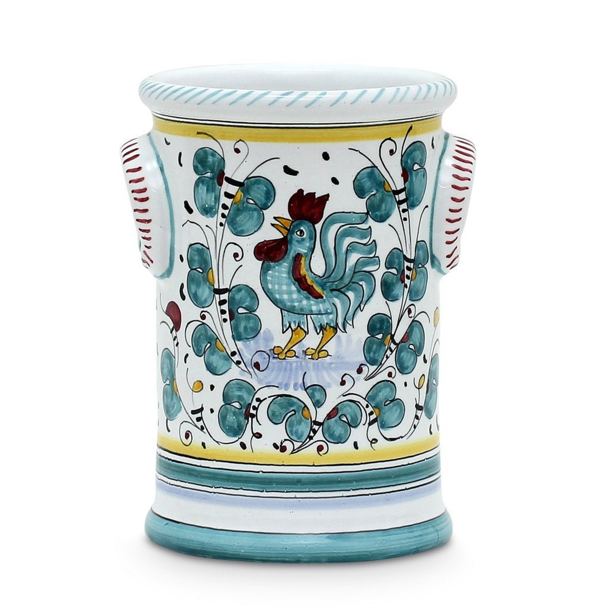 Utensil Holder Decorative Function Rooster Design Hand Made Colorful Lead Free Dishwasher Safe