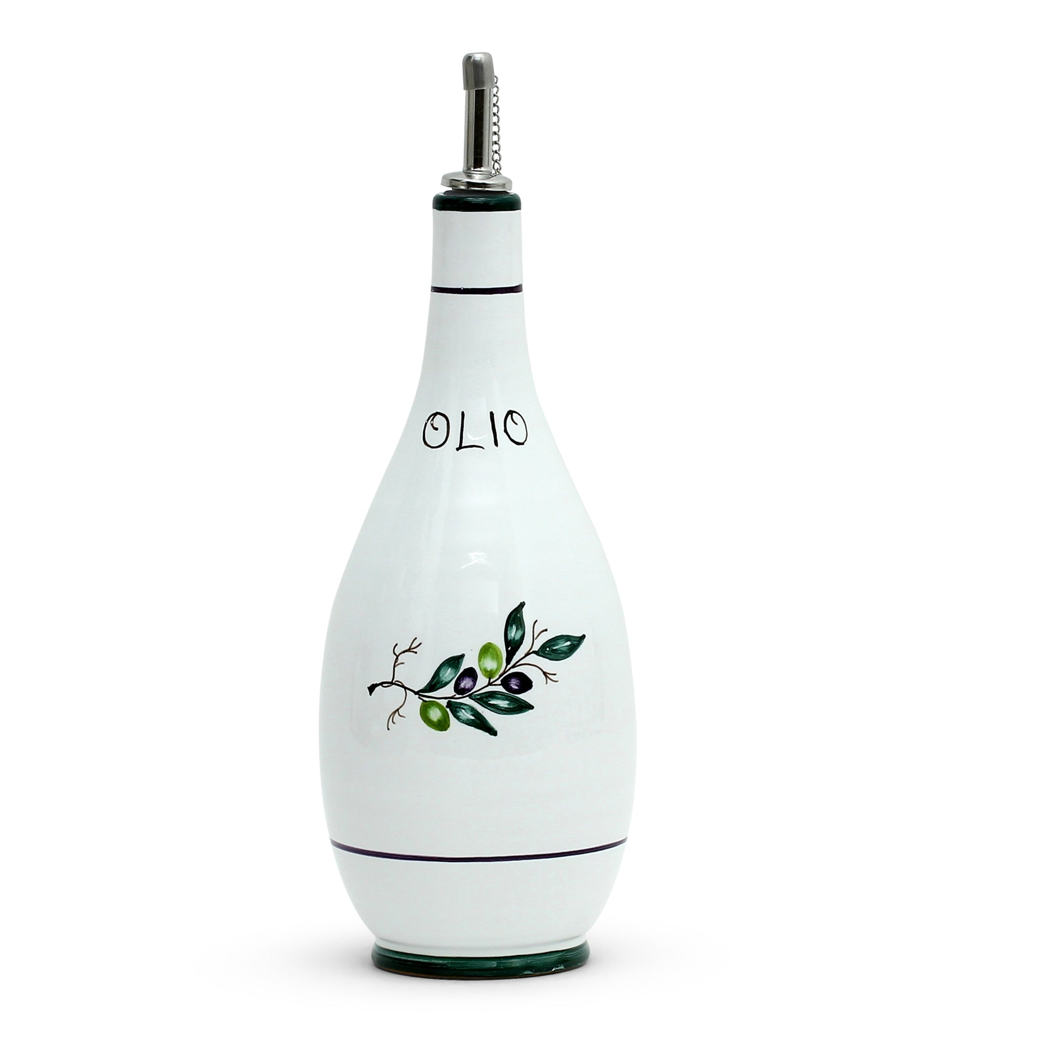 Oil Bottle Olive Design Hand Made Earthenware Ceramic 24 Oz Size 4 Diameter X 10 High Compatible With Olive Collection