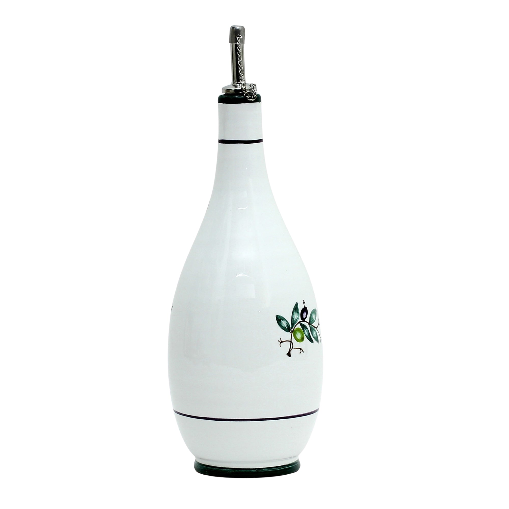 Oil Bottle Olive Design Hand Made Earthenware Ceramic 24 Oz Size 4 Diameter X 10 High Compatible With Olive Collection