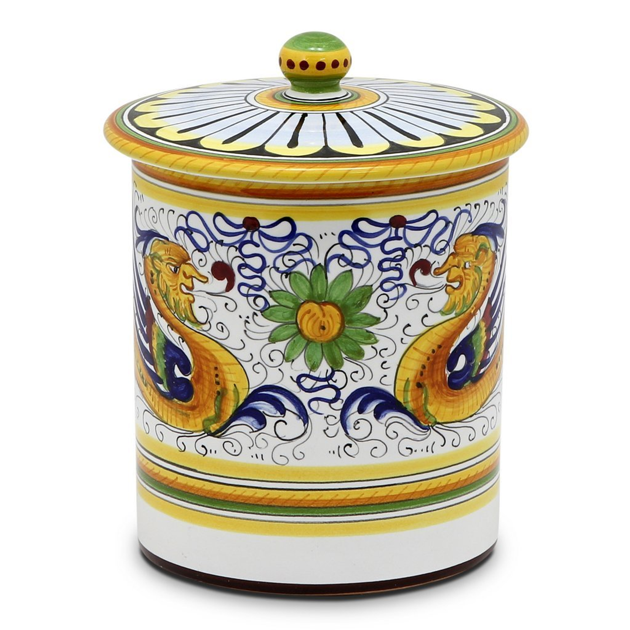 Canister Storage Decorative Hand Made 6 Inch Diameter 7.5 Inch High Lead Free Dishwasher Safe