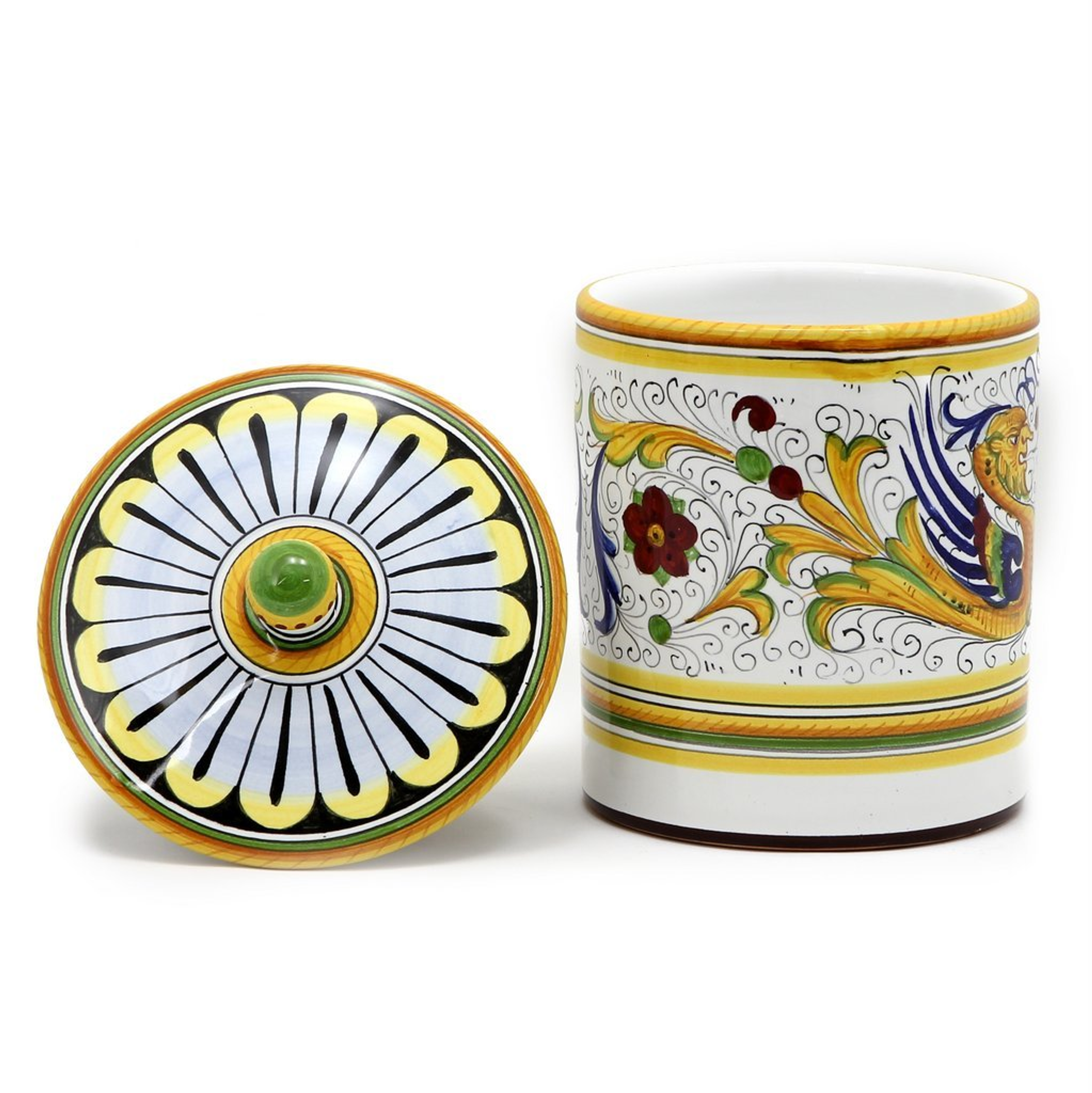 Canister Storage Decorative Hand Made 6 Inch Diameter 7.5 Inch High Lead Free Dishwasher Safe