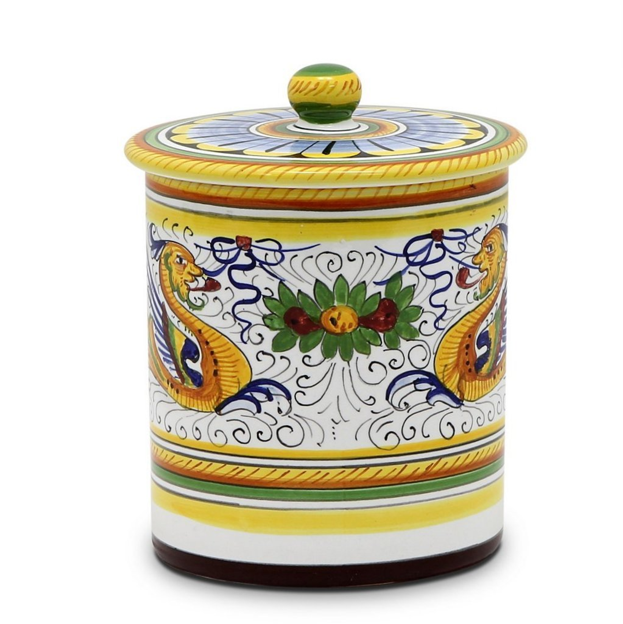 Canister Decorative Storage Hand Made 5.5 Inch Diameter 6.5 Inch High Raffaellesco Design Lead Free Dishwasher Safe