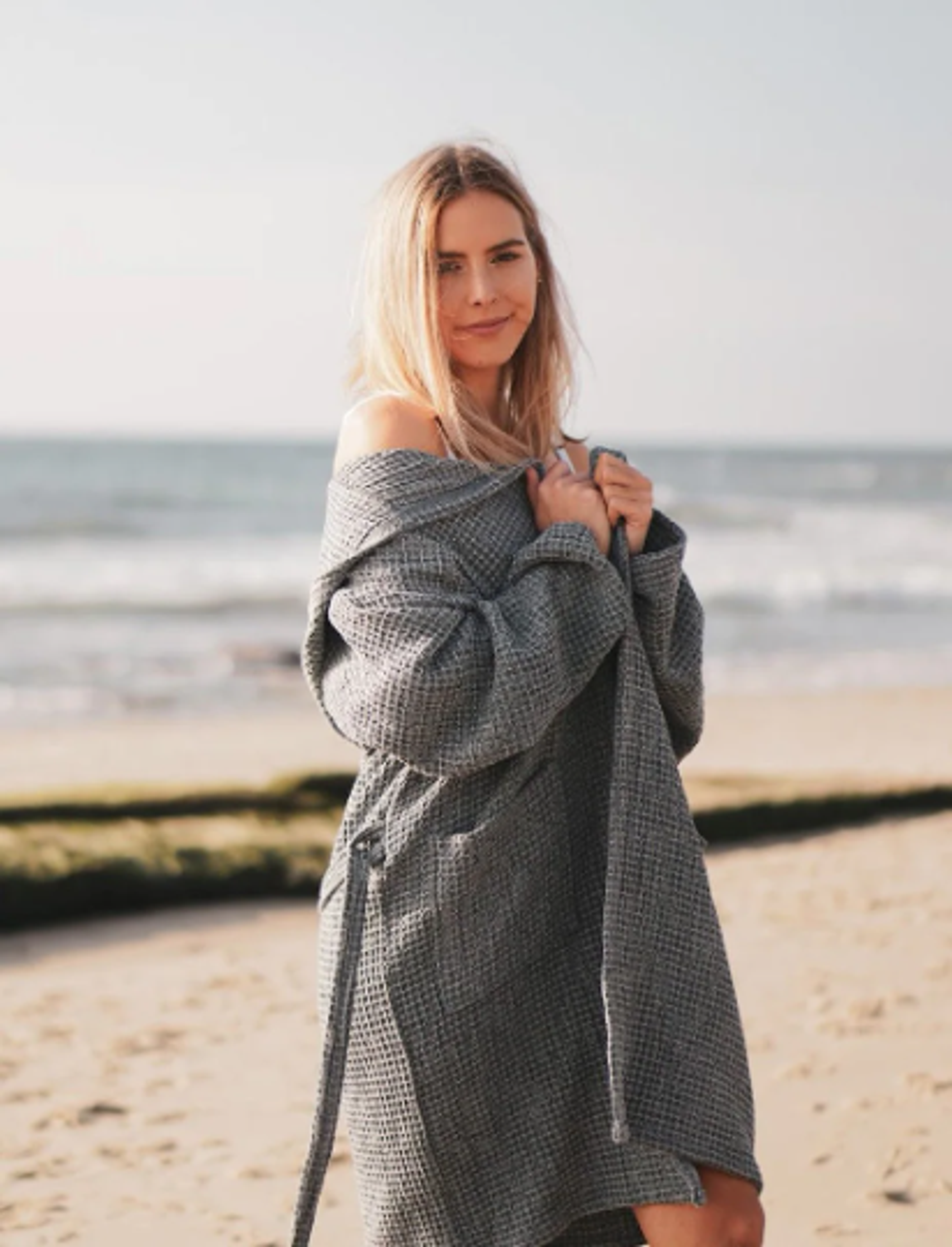Waffle Stone-Washed Bathrobe