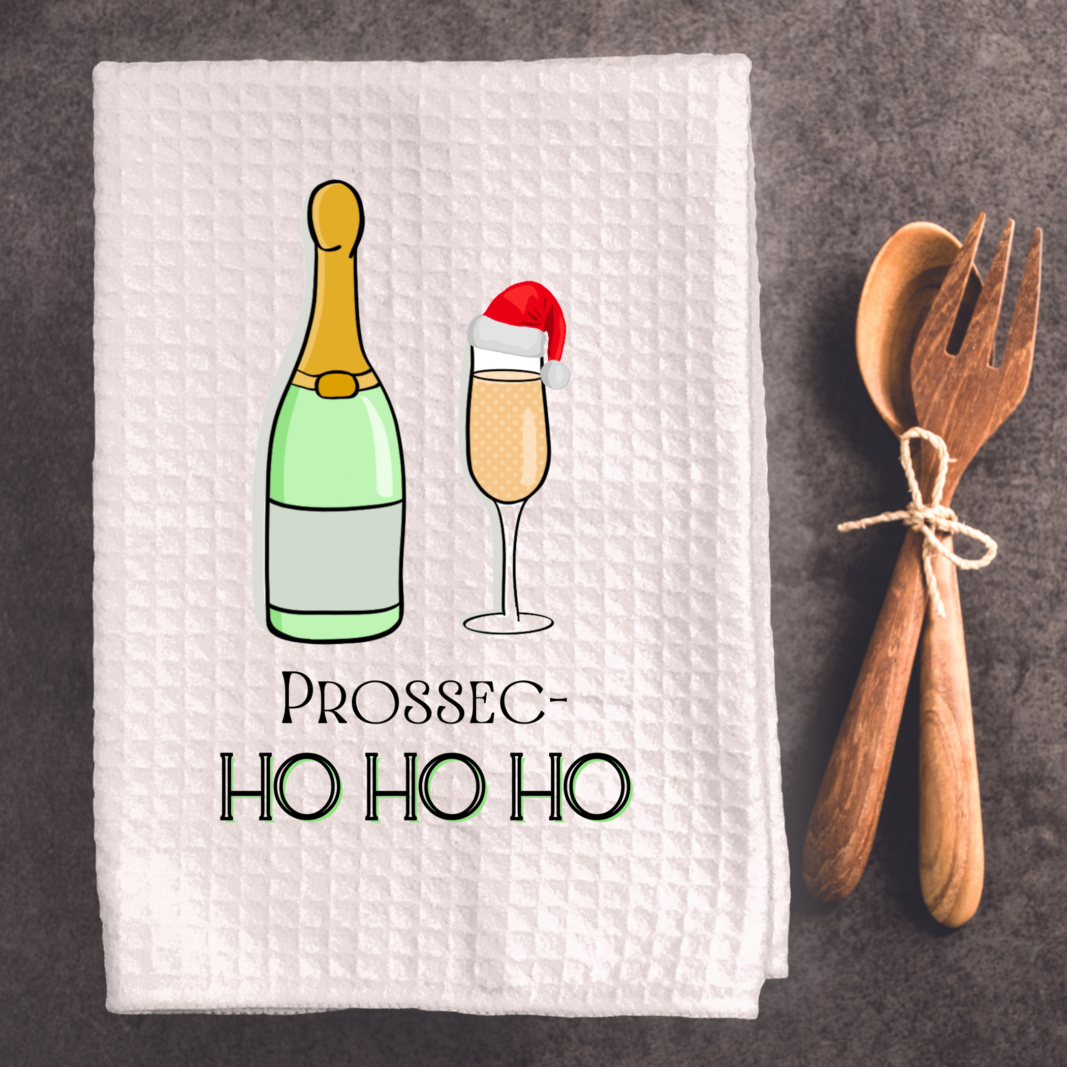 Tea Towel Absorbent 100 Percent Polyester Waffle Weave Easy Care Decorative Holiday Design 1 Piece