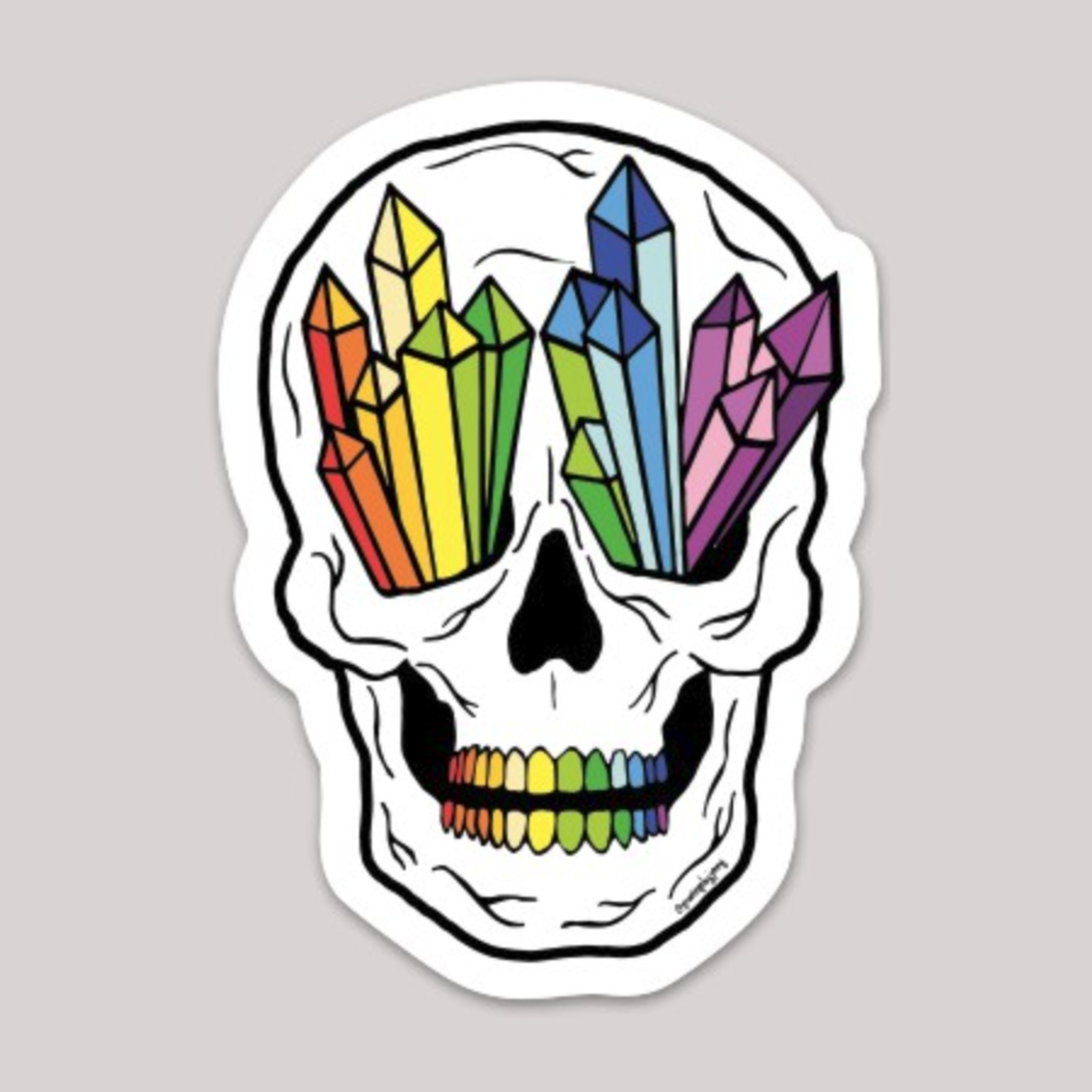 Sticker Rainbow Crystal Skull Waterproof Matte Vinyl 2.13"W x 3"H Suitable for Water Bottles Mirrors Laptops Appliances