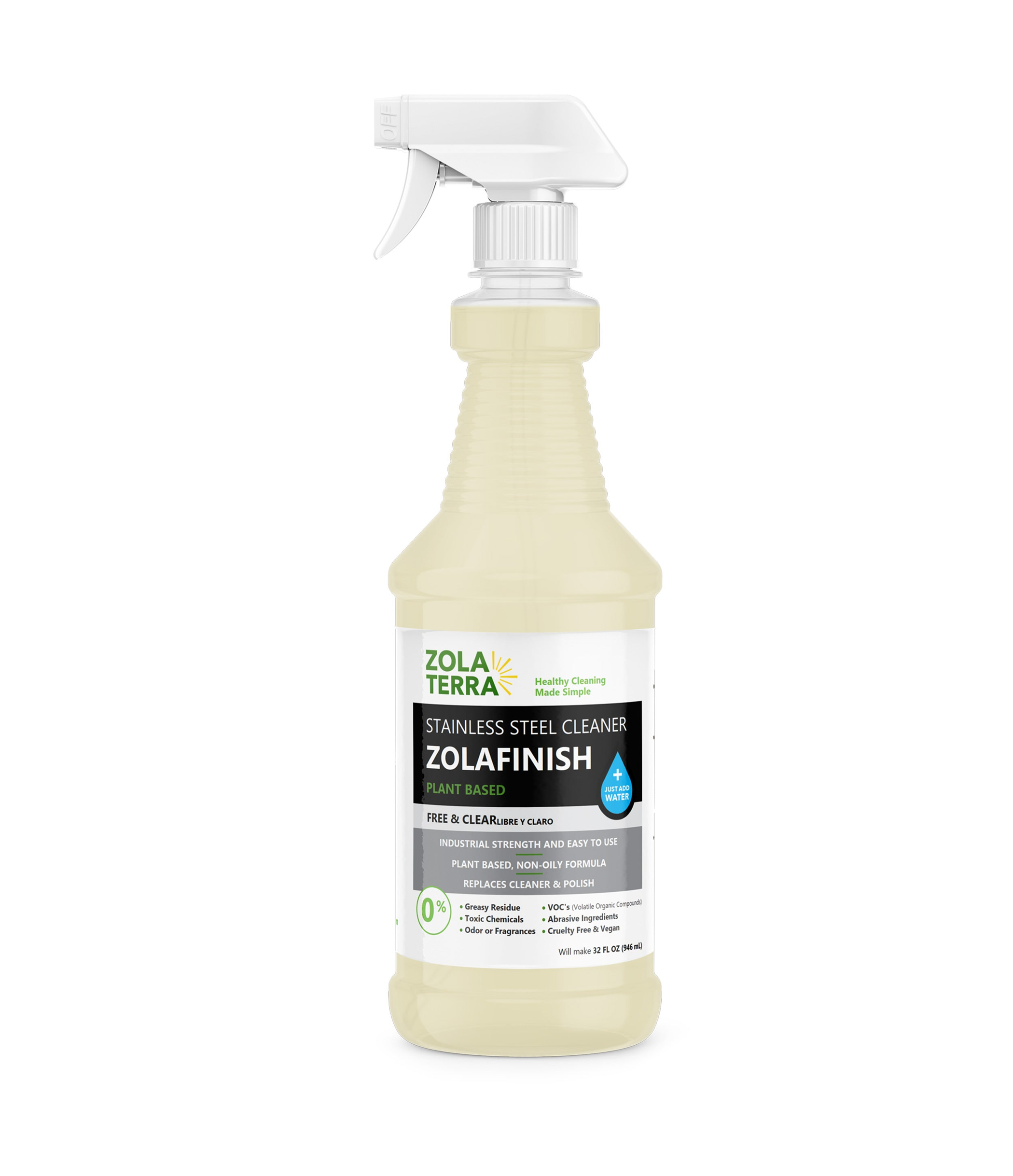 Stainless Steel Cleaner Cleans and Removes Grease Oil and Odors Non-Toxic Biodegradable Concentrate 16 FL OZ to 1 Gallon Safe for Food Prep Areas