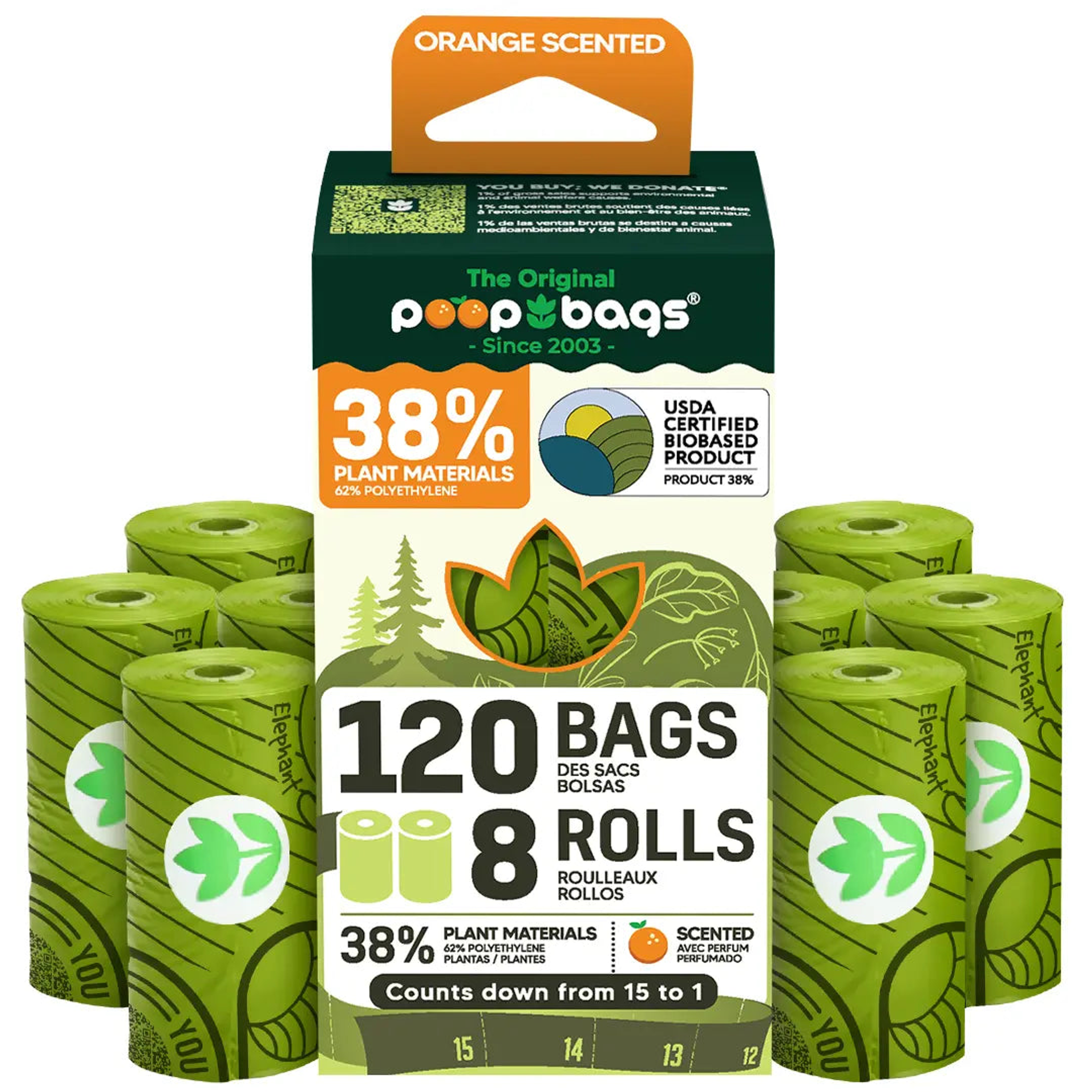 The Original Poop Bags Orange Scented USDA Biobased Rolls Image 1