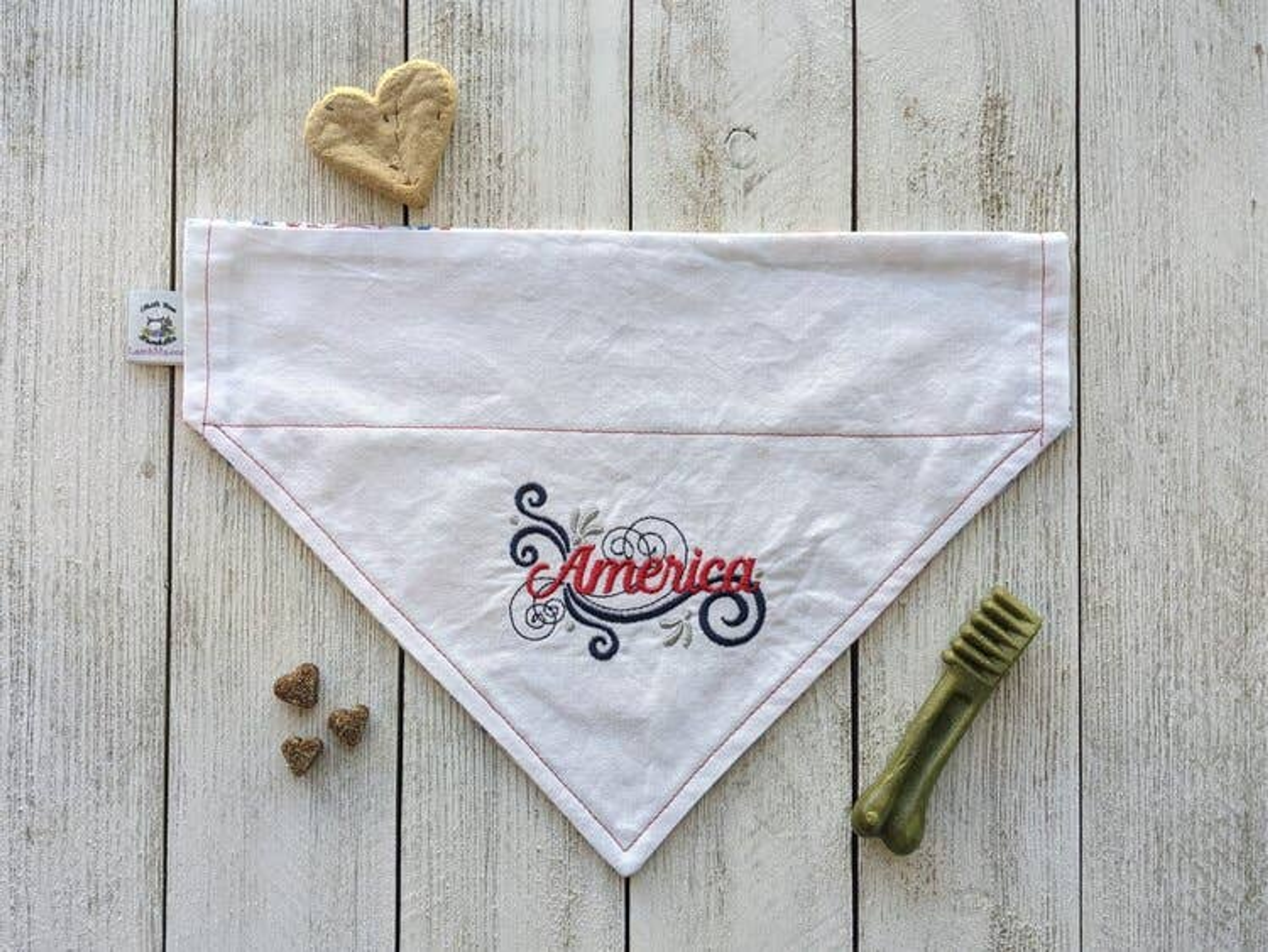Embroidered Print - Traditional Tie-Around Dog Bandana Image 1