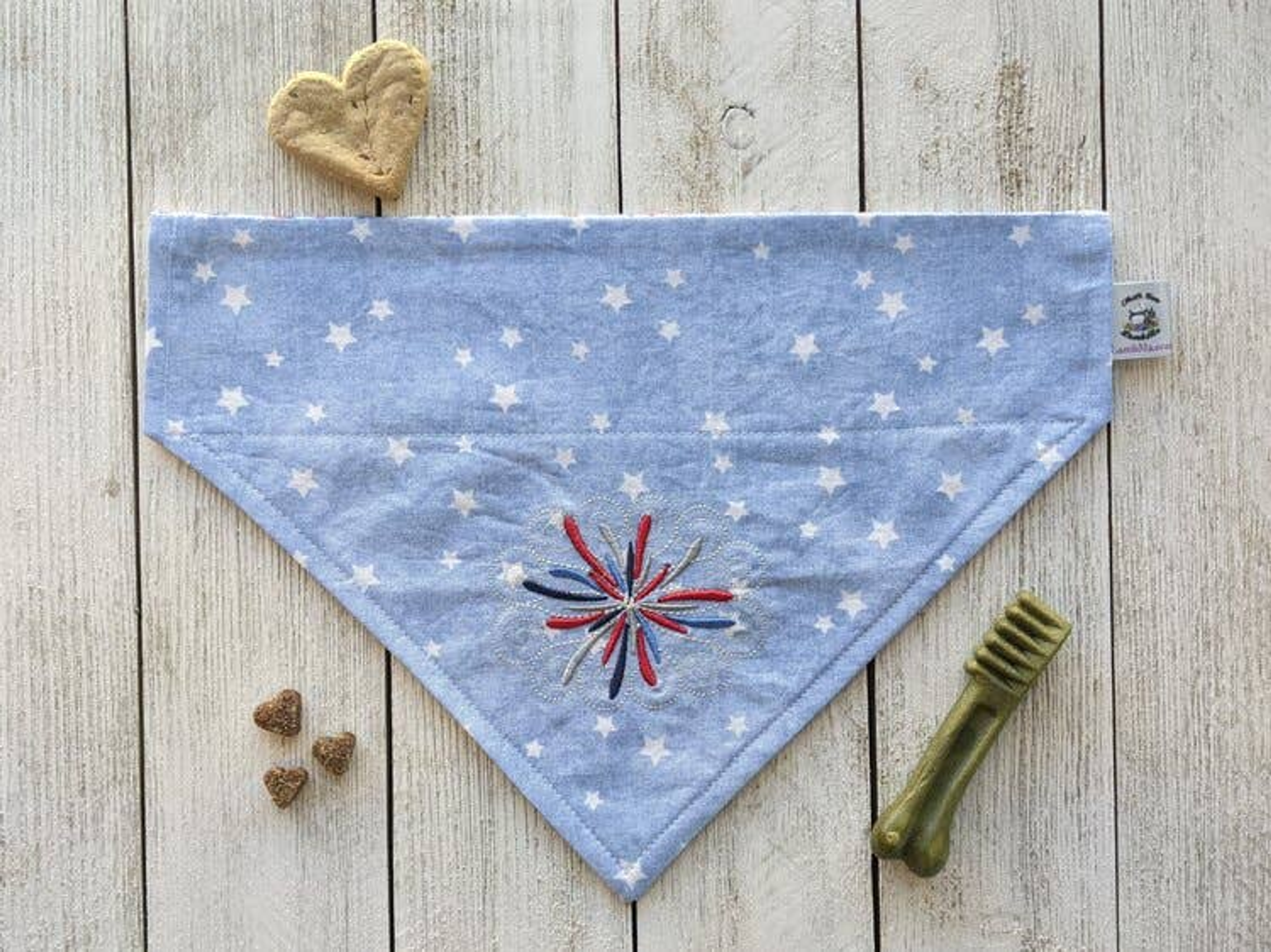 Embroidered Print - Traditional Tie-Around Dog Bandana Image 1