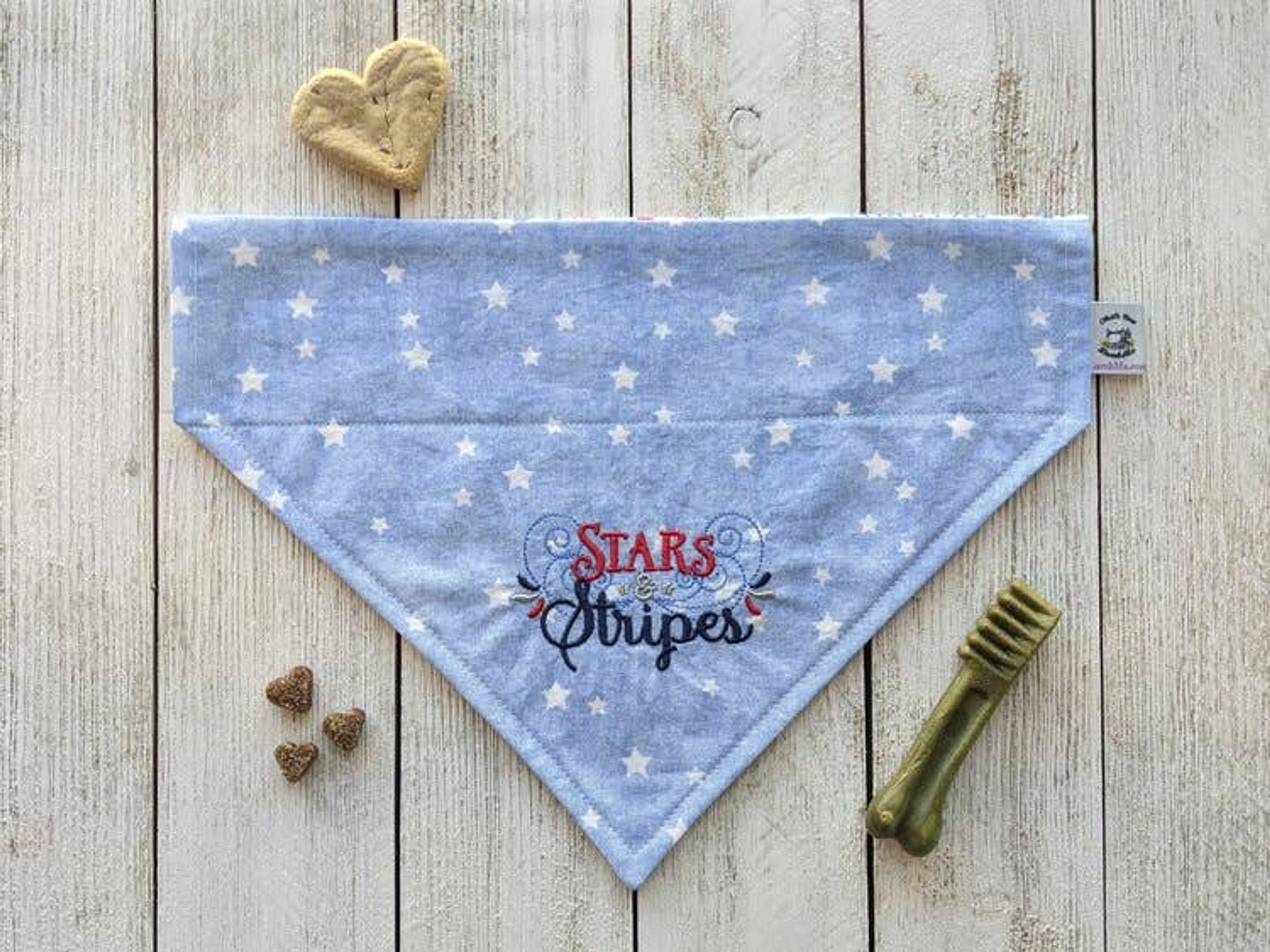 Embroidered Print - Traditional Tie-Around Dog Bandana Image 1