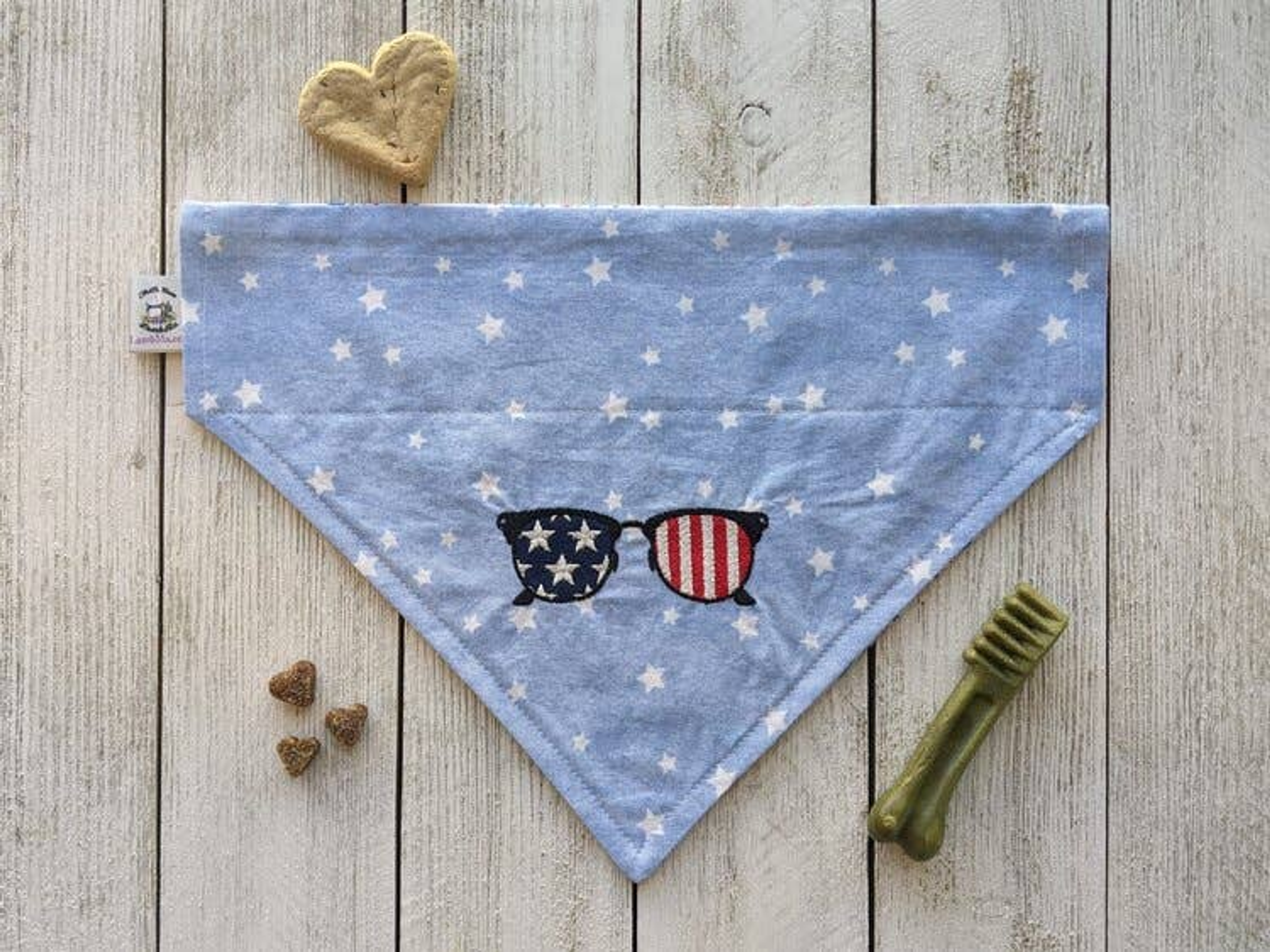 Embroidered Print - Traditional Tie-Around Dog Bandana Image 1