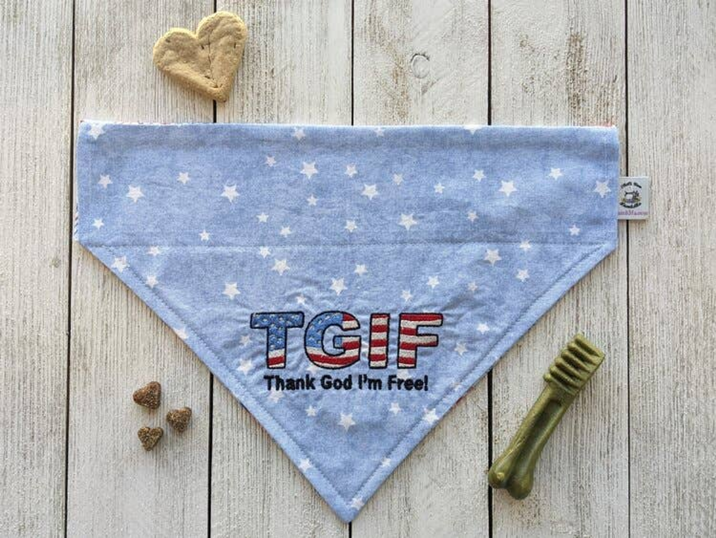 Embroidered Print - Traditional Tie-Around Dog Bandana Image 1