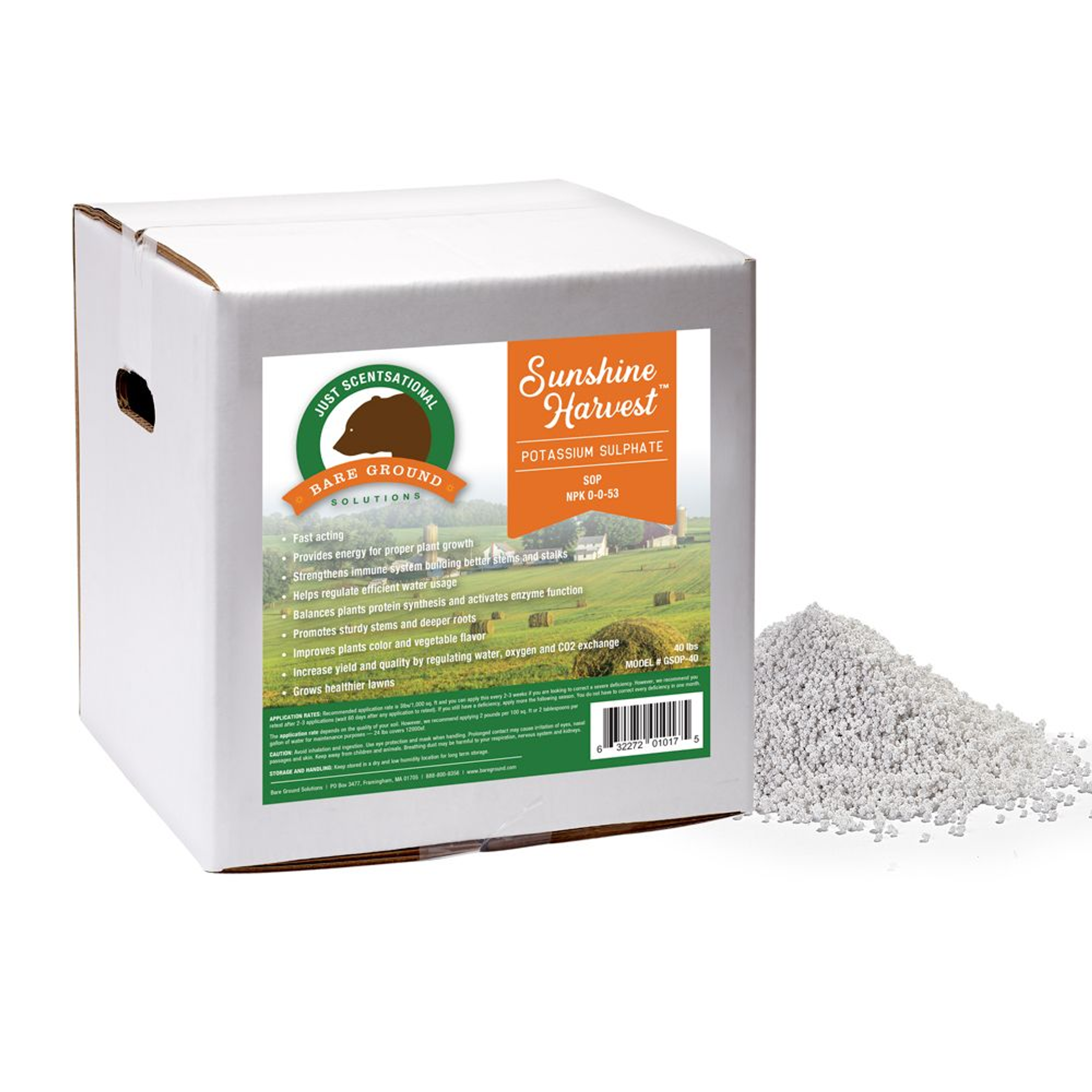 Fertilizer Soil Nutrient Potassium Sulphate 40lb Box Improves Plant Growth Enhances Color Builds Immune System