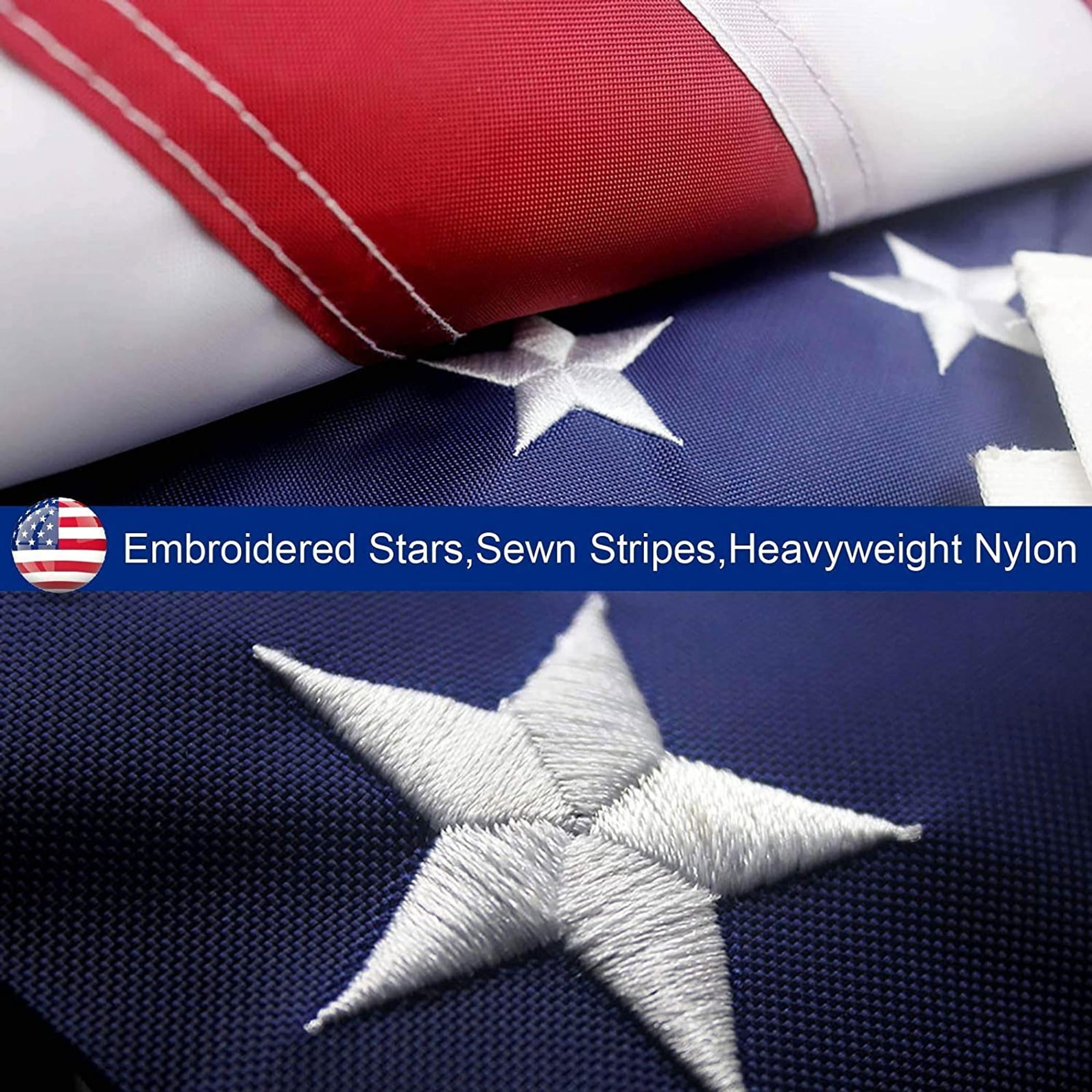 Flag Outdoor Heavy Duty Double Sided Heavyweight Polyester Durable Embroidered Fade Resistant American Theme 3x5 Feet