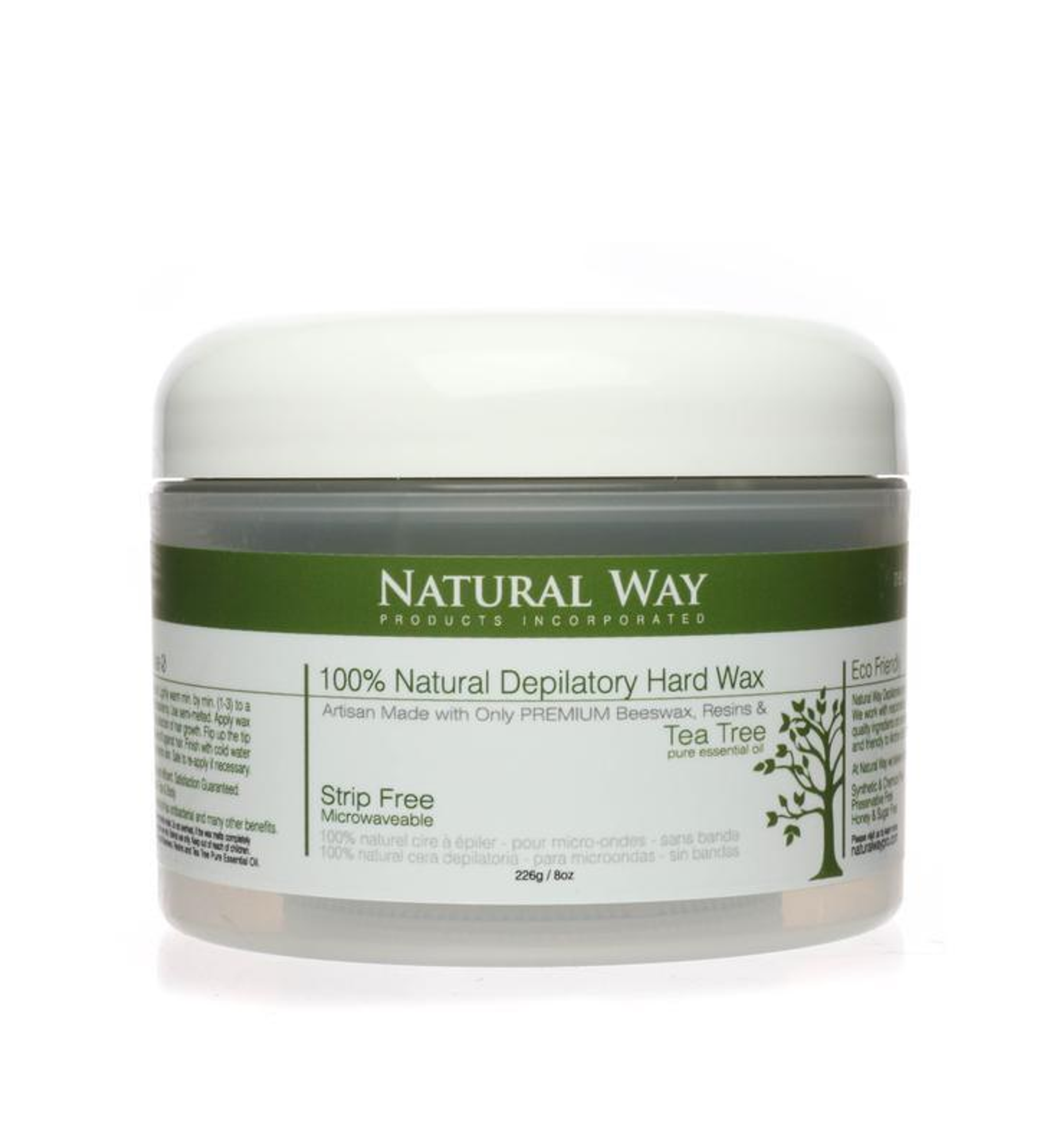 Wax Face and Body Hair Removal Microwaveable 8oz 24oz Organic Tea Tree Oil Strip Free Chemical Free