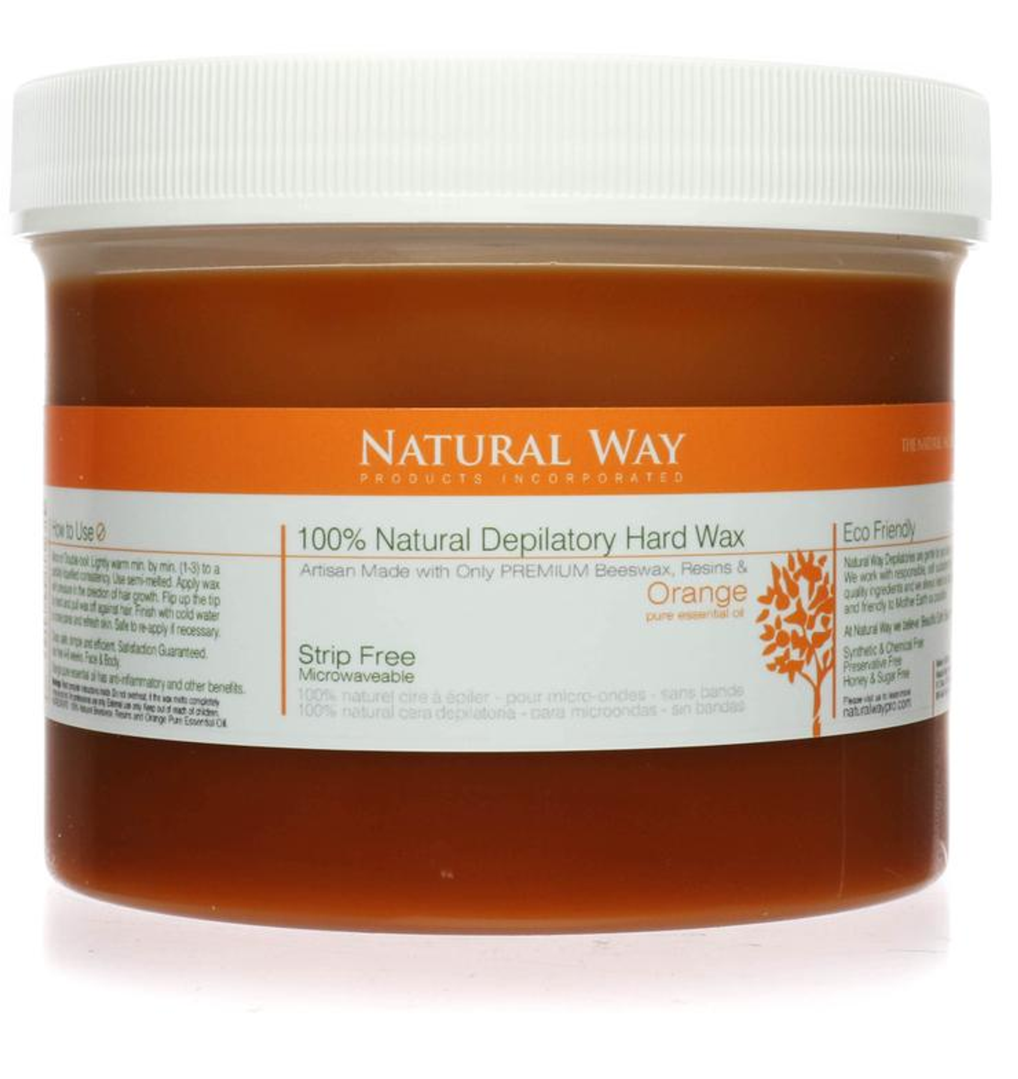 Wax Face & Body Hair Removal Microwaveable Organic Orange 24oz Exfoliating Strip Free Chemical Free Synthetic Free