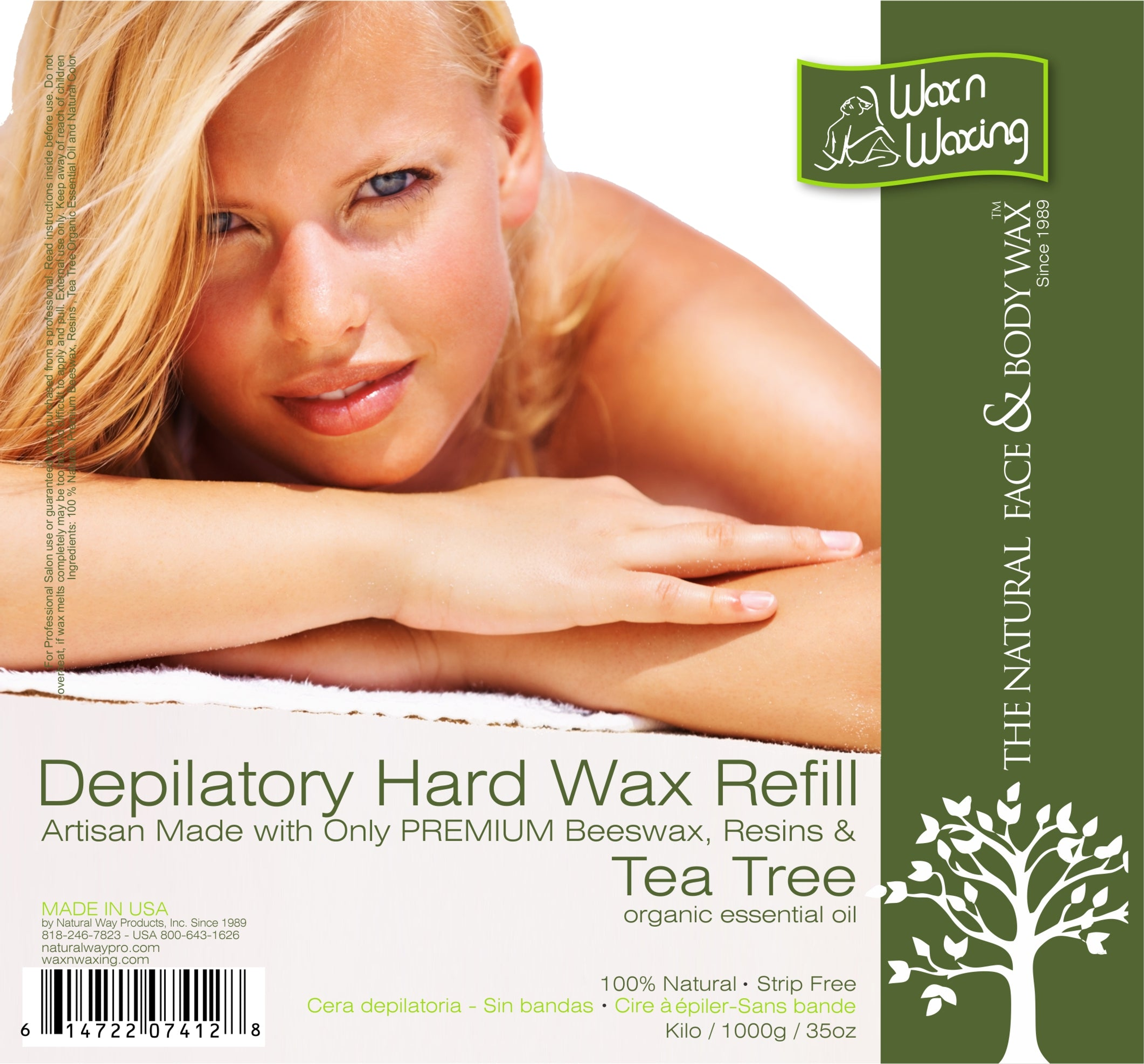 Hard Wax Hair Removal Tea Tree Oil Natural Ingredients Eco Friendly Semi Melted Wax 100 Percent Satisfaction Guaranteed