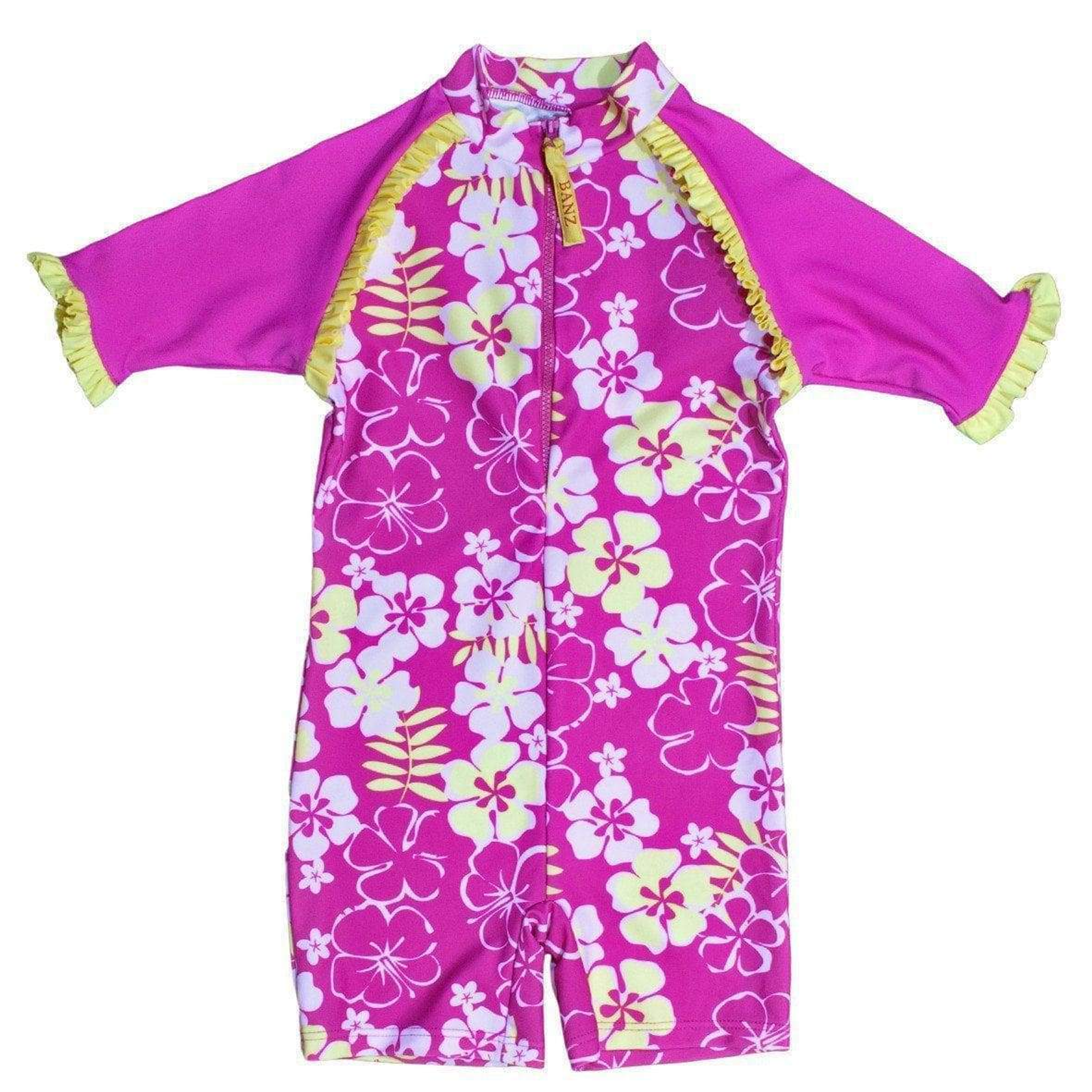 Swimsuit One Piece UV Protection Size 2/2T/3 3/4 Sleeves Chlorine Resistant Material Polyamide Spandex