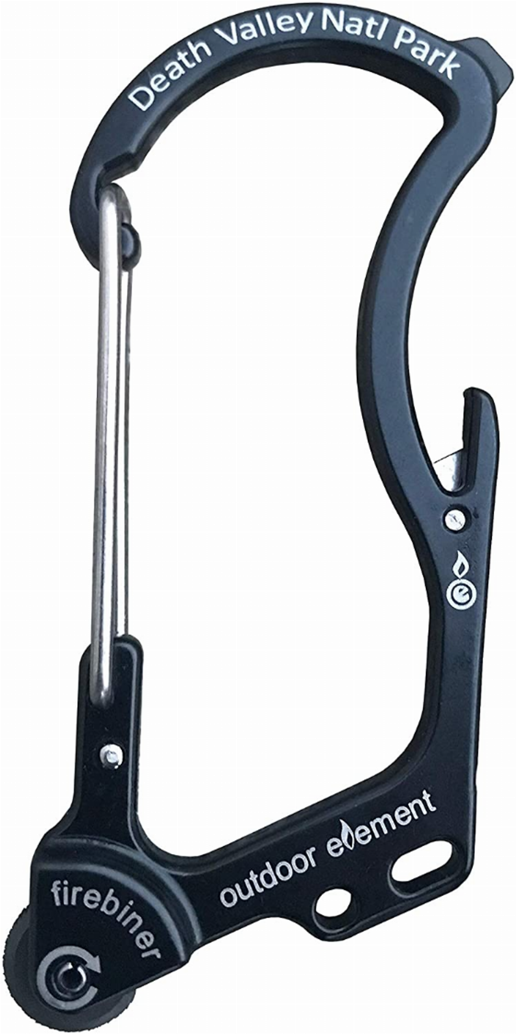 Carabiner Survival Multitool with Screwdriver Utility Blade Bottle Opener and Fire Starting Mechanism in Custom Etched Design Stainless Steel 1 Ounce