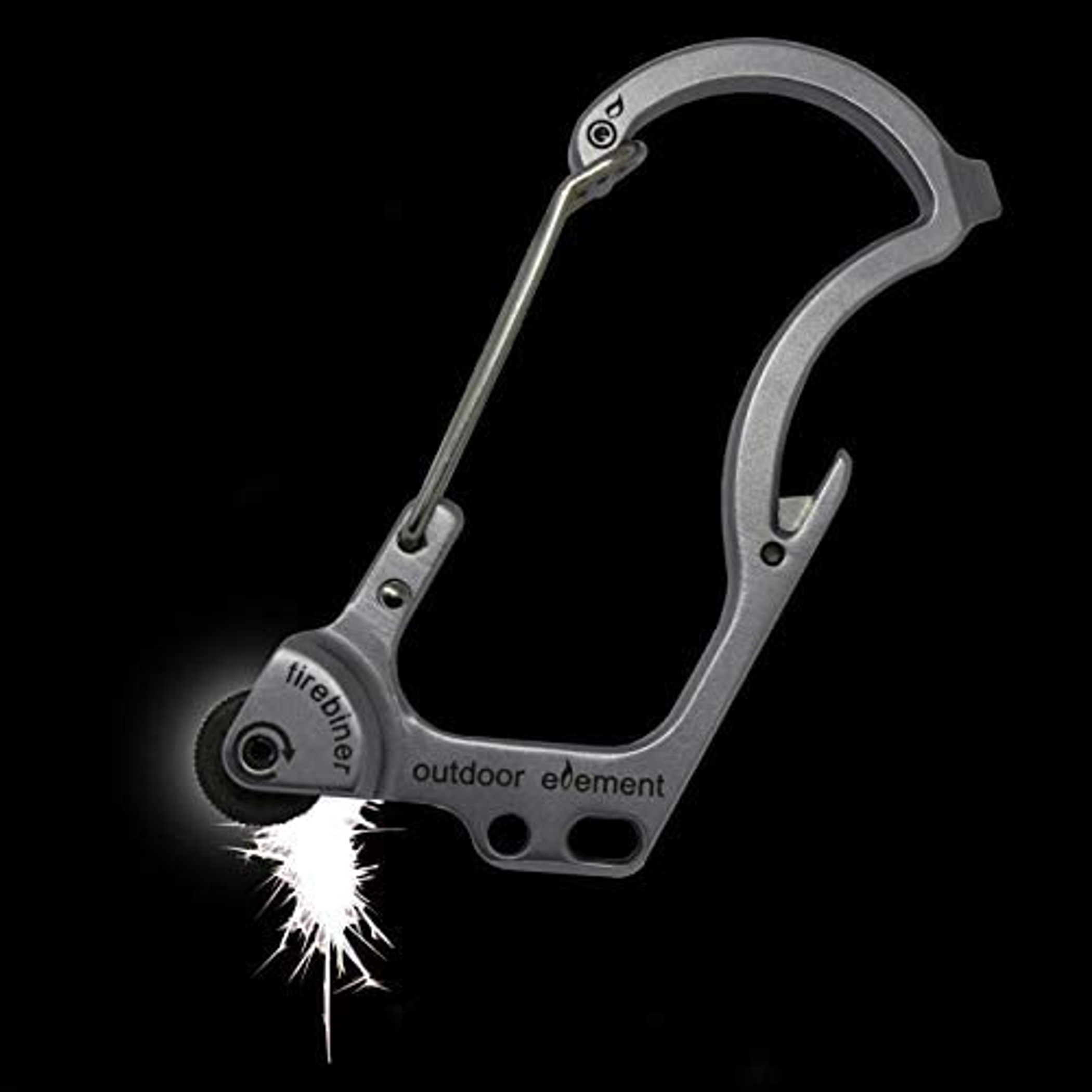 Carabiner Survival Multitool 1 Ounce Stainless Steel Custom Etched With Screwdriver Utility Blade Bottle Opener And Fire Starting Mechanism