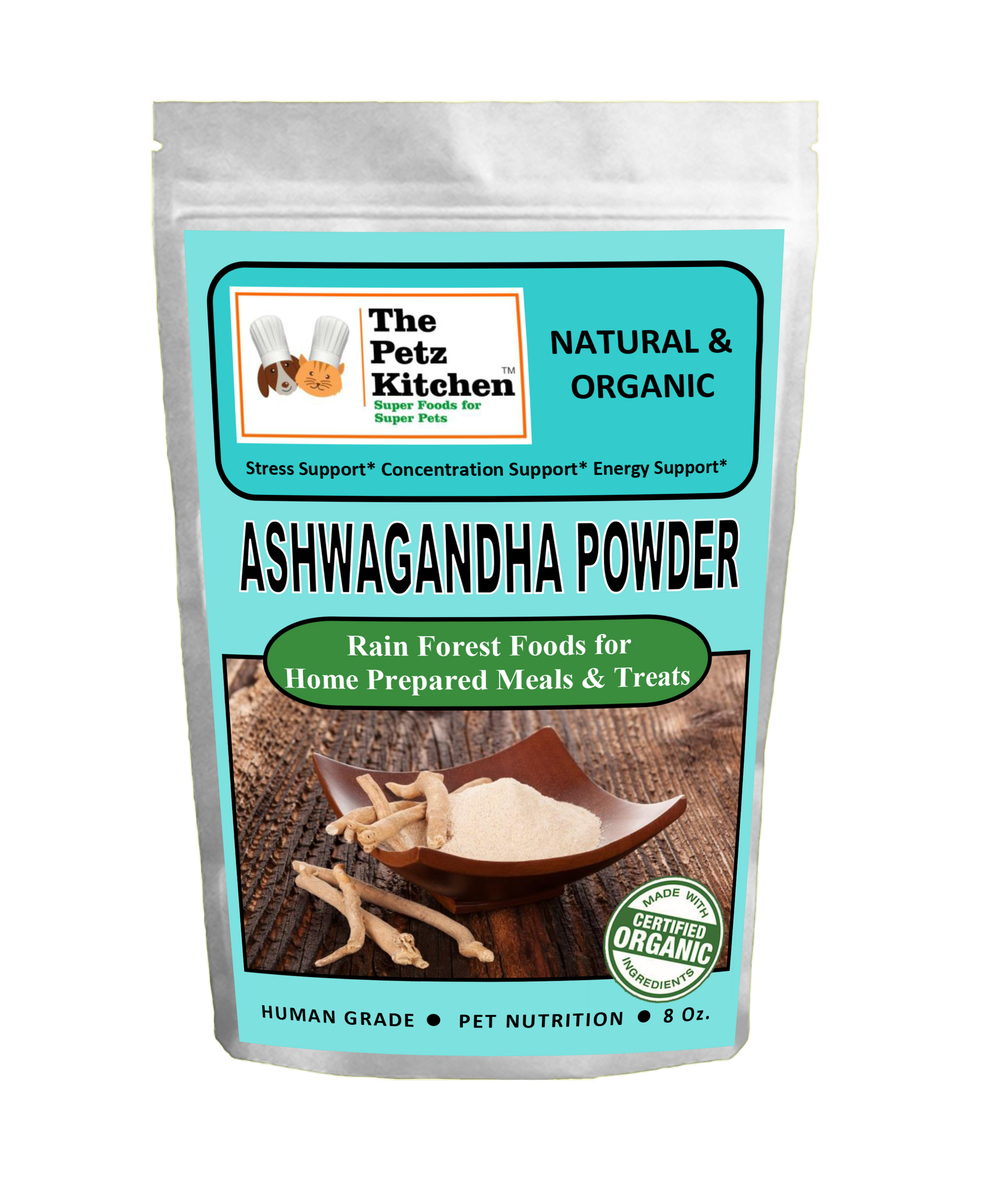 Ashwagandha Powder - Stress, Concentration & Energy Support*  The Petz Kitchen Dogs Cats Image 1