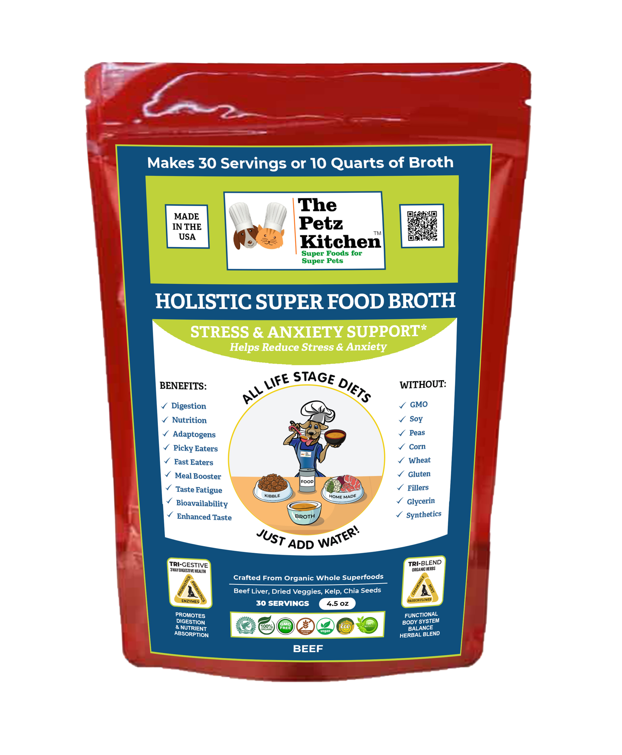 Super Food Broth Stress & Anxiety Support* The Petz Kitchen Dogs & Cats Image 1