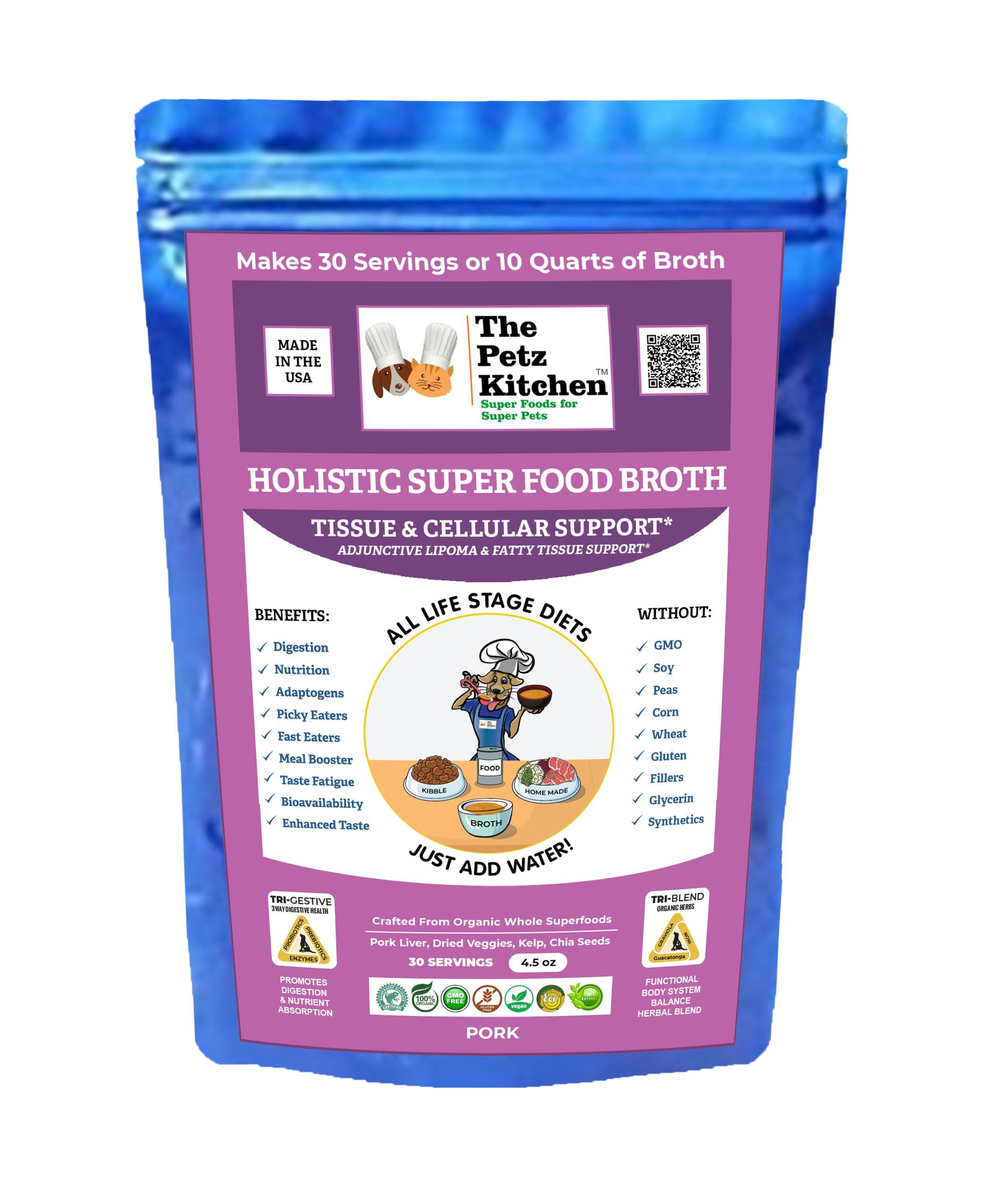 Super Food Broth Tissue & Cellular Support For Dogs* The Petz Kitchen Lipoma & Tissue Support* Image 1