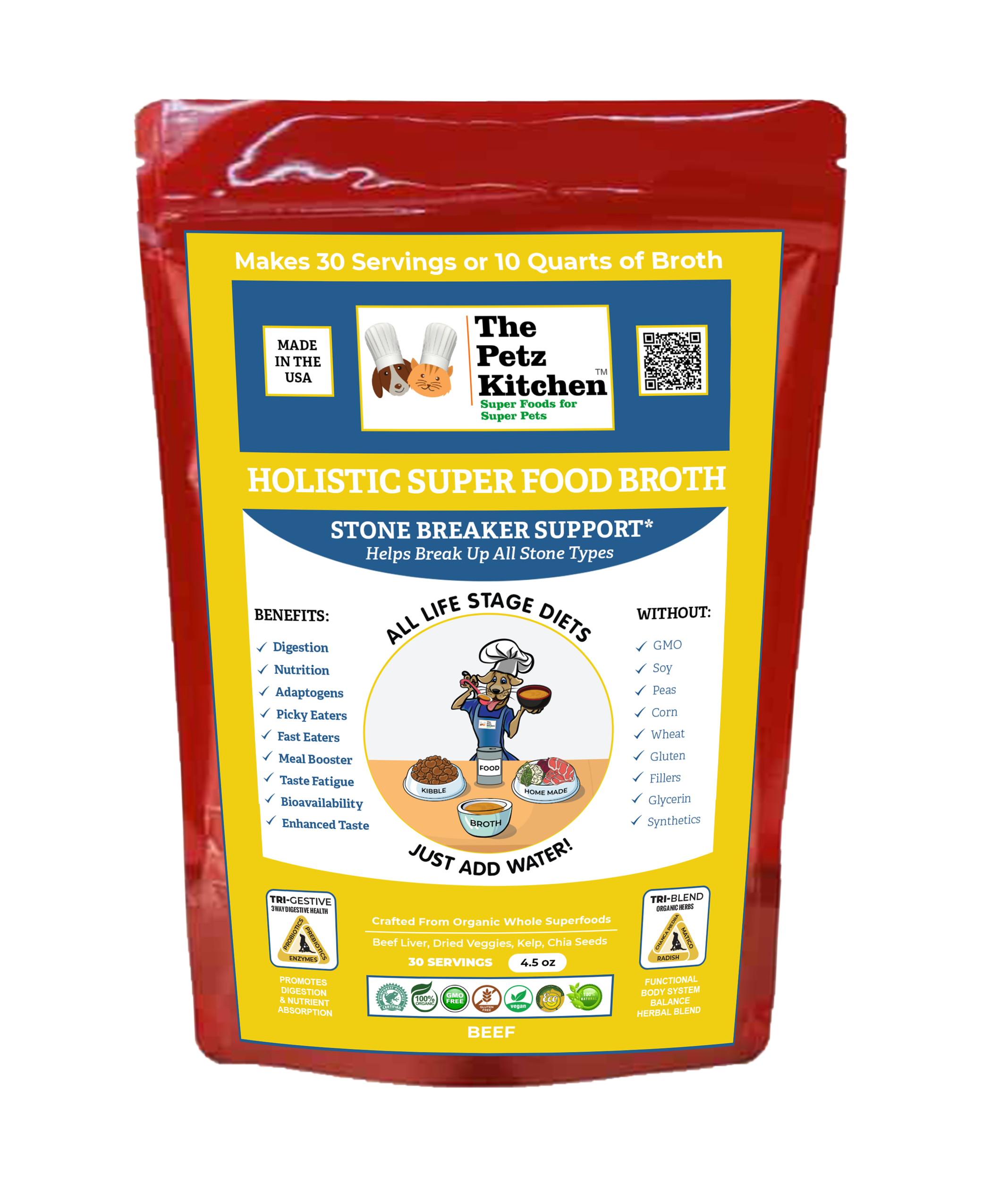 Super Food Broth Stone Breaker Support* The Petz Kitchen Dogs & Cats Image 1