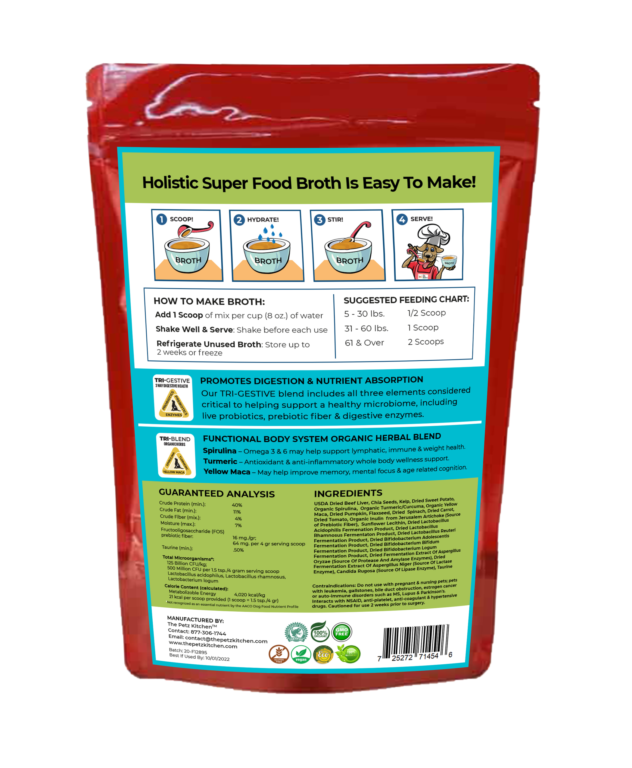 Super Food Broth One & Done* Vitamin, Mineral & Enzyme The Petz Kitchen Dogs Cats Image 1
