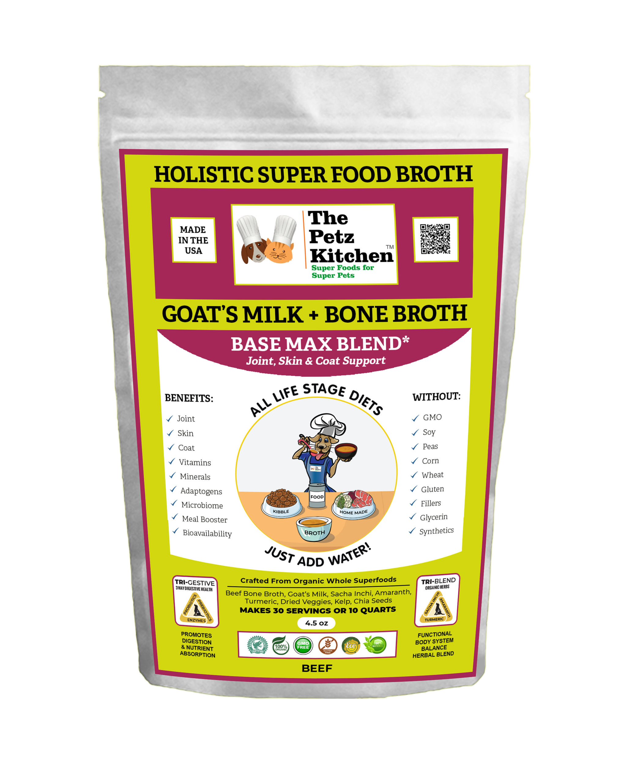 Goats Milk + Bone Broth Base Max* Joint, Skin & Coat Support Broth* The Petz Kitchen Dog & Cat Image 1