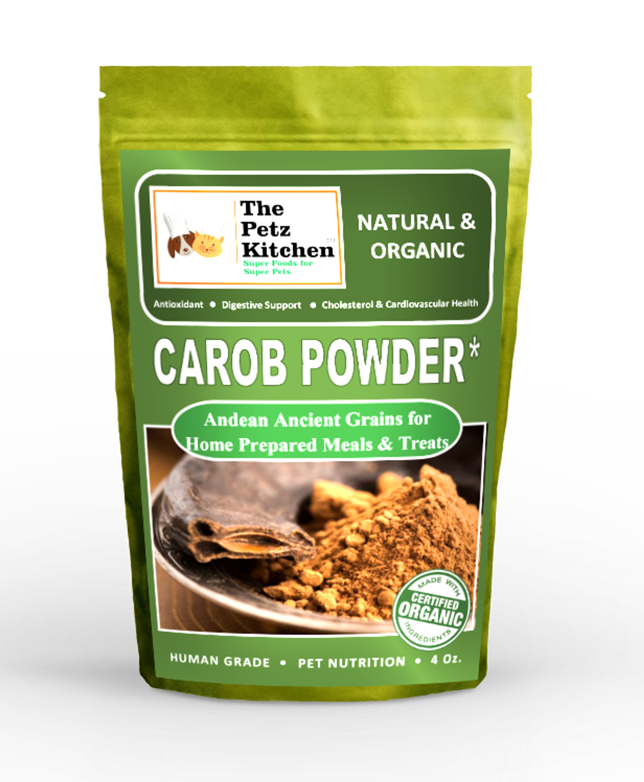 Carob Antioxidant Digestive & Cardiovascular Support* The Petz Kitchen - Organic Raw & Human Grade Ingredients For Home Prepared Meals & Treats Image 1