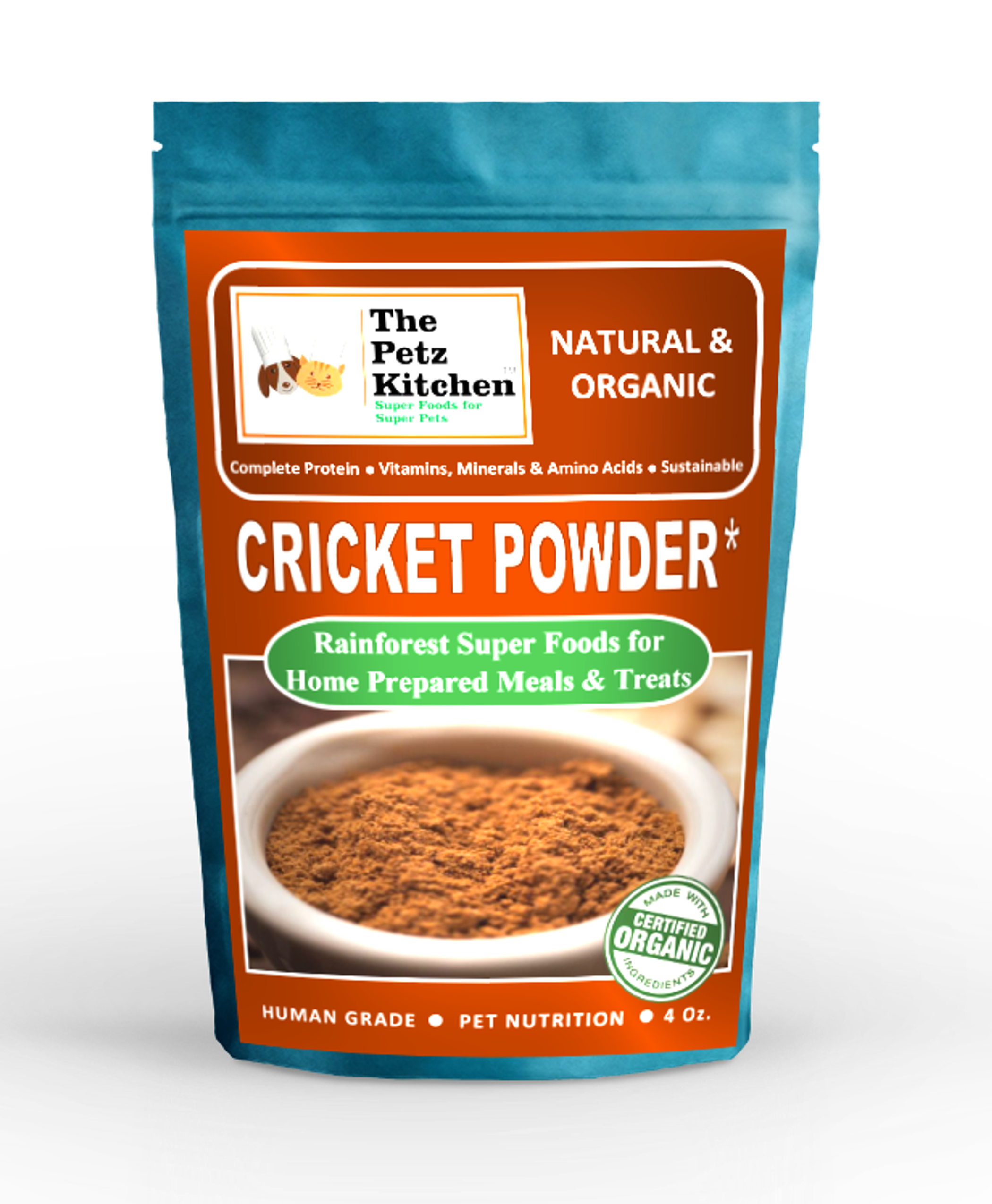 Cricket Flour Omega 3 & 6 Complete Protein* Eco-Conscious Usda Organic Cricket Flour* The Petz Kitchen - Organic & Human Grade Ingredients For Home Prepared Meals & Treats Image 1
