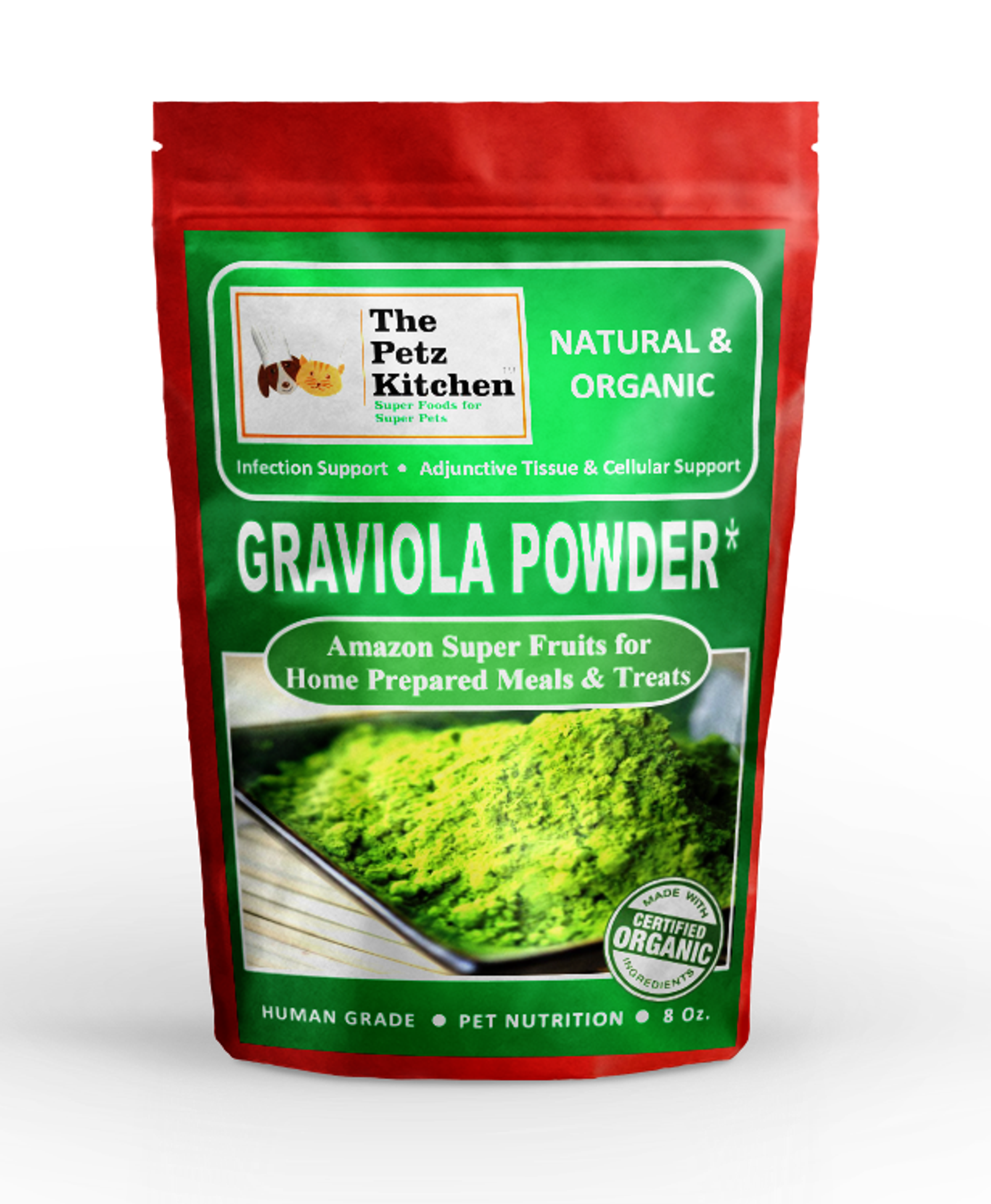 Graviola Leaf & Stem Powder - Infection, Adjunctive Tissue & Cellular Support* - The Petz Kitchen - Organic Human Grade Ingredients For Home Prepared Meals & Treats Image 1