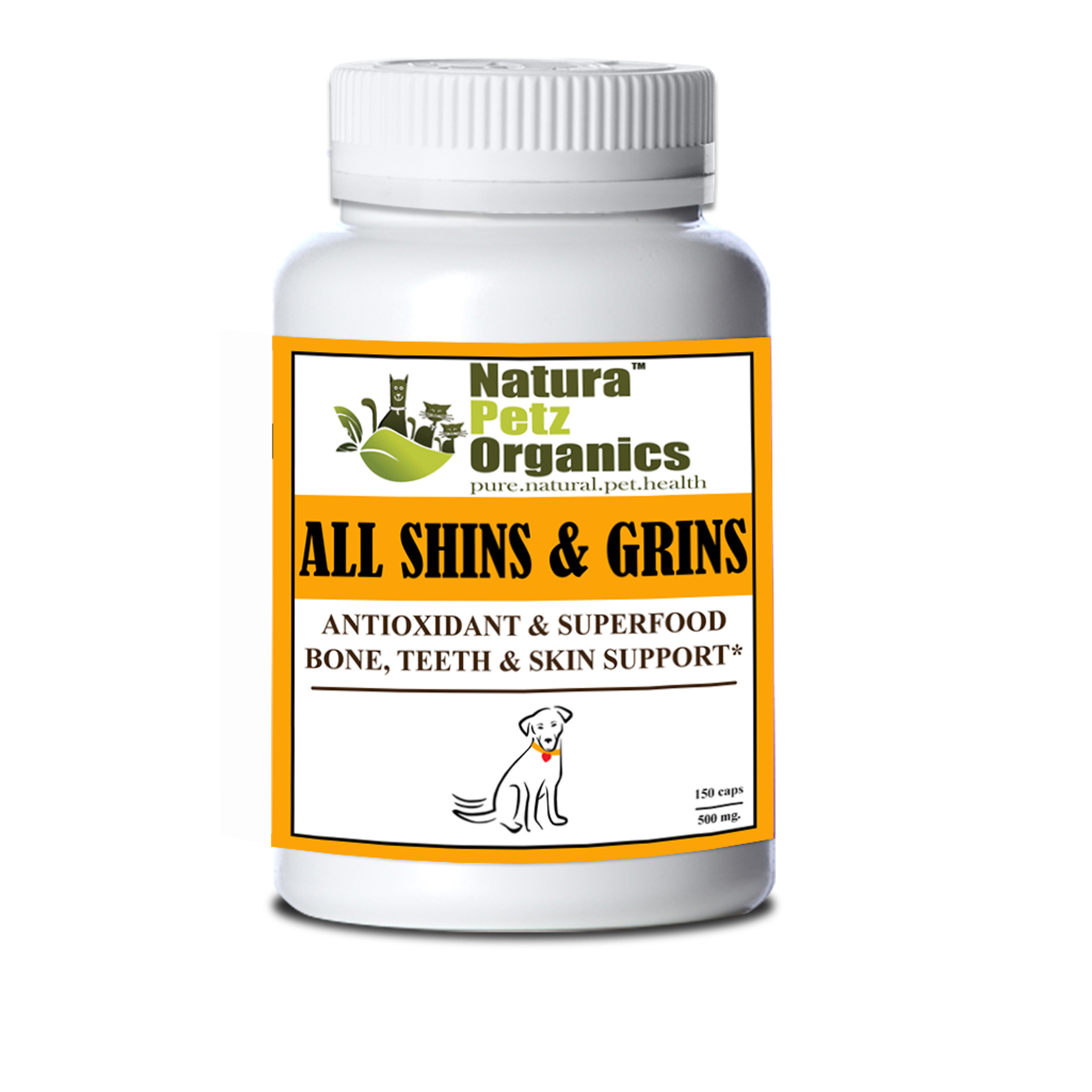 All Shins & Grins Capsules - Antioxidant Super Food Bone, Eye, Teeth & Skin Support Dog & Cat* Image 1