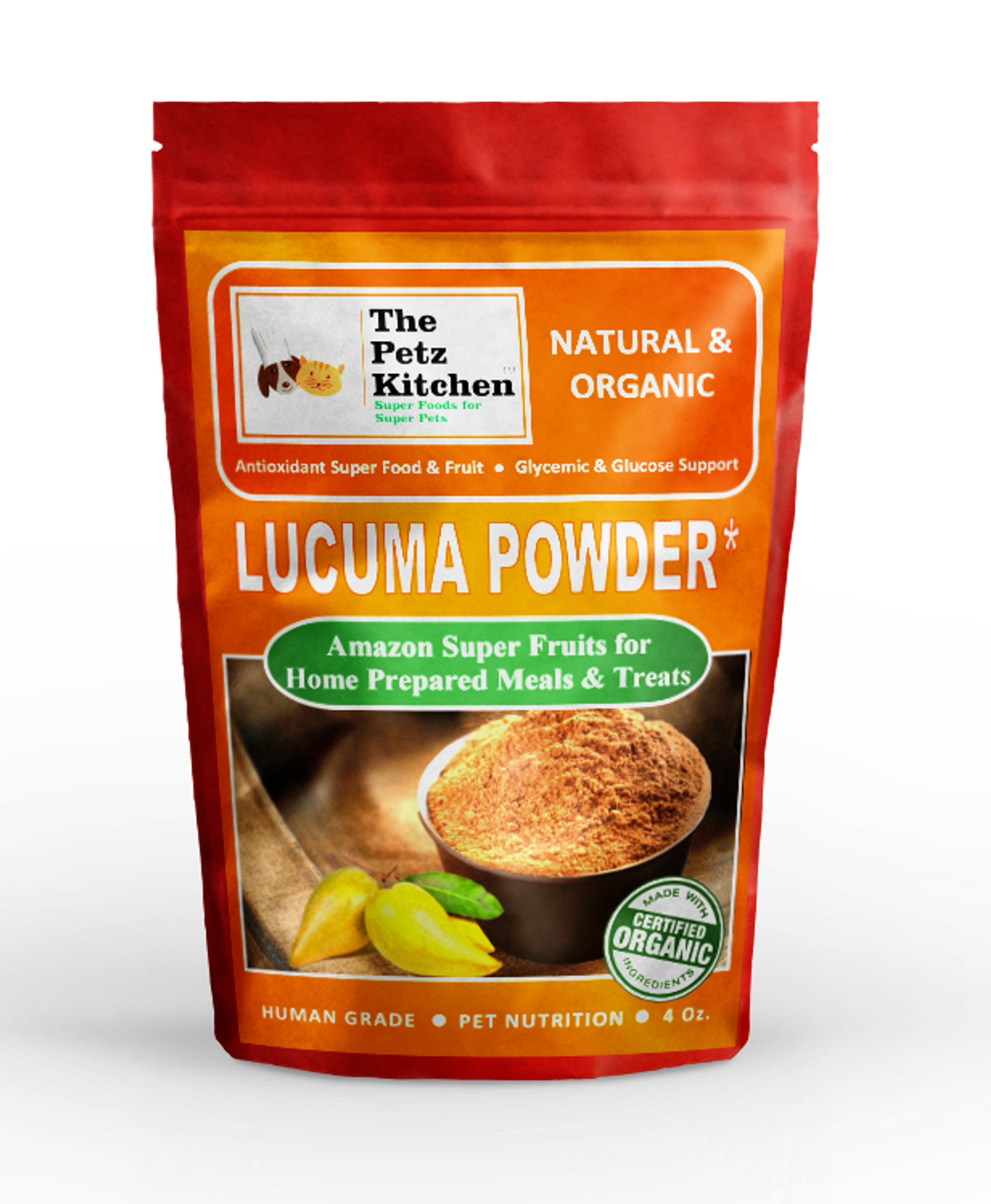 Lucuma Powder - Glycemic Glucose & Digestive Support*  Antioxidant Usda Organic Super Food & Fruit The Petz Kitchen Image 1