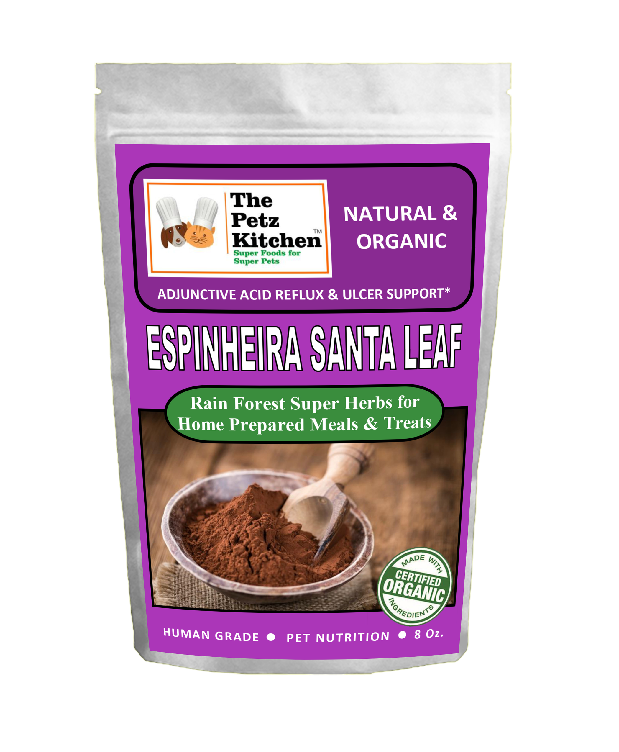Espinheira Santa Leaf - Adjunctive Acid Reflux & Ulcer Support* The Petz Kitchen For Dogs And Cats* Image 1